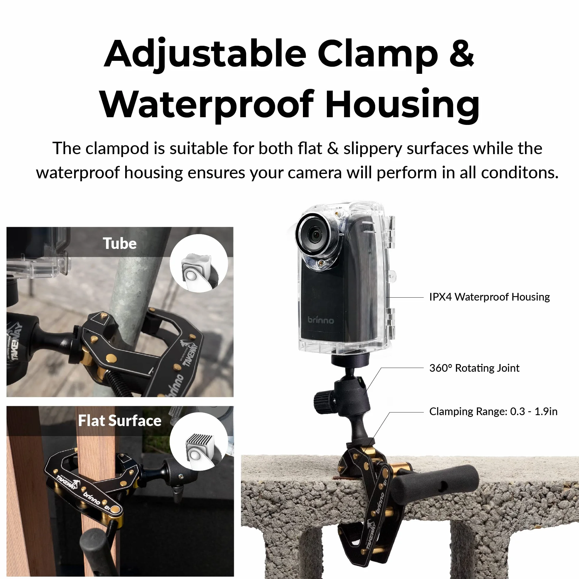 Brinno ATH120 Custodia Resistente agli Agenti Atmosferici IPX4 per Camera Brinno Time Lapse TLC200 Pro, Trasparente