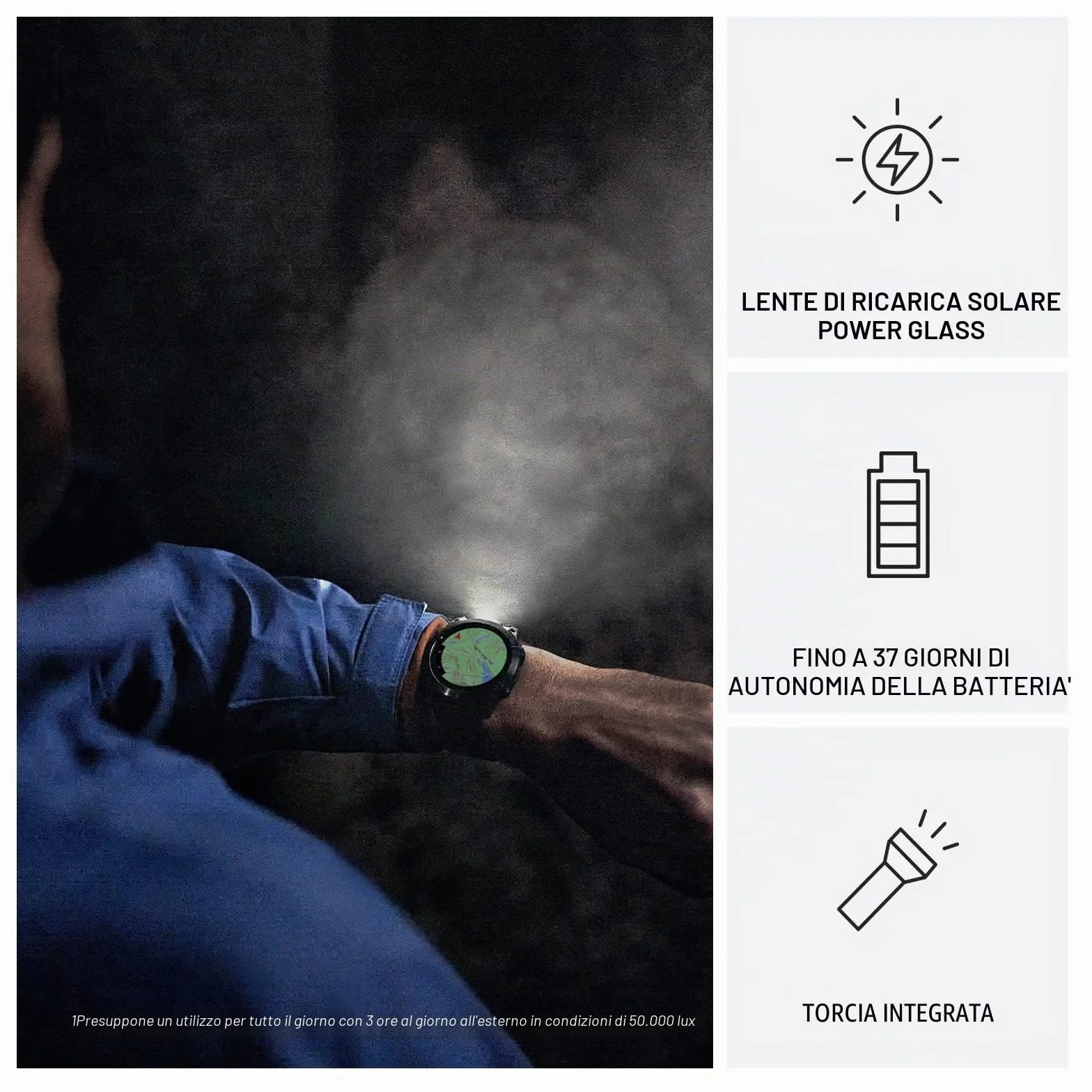 Garmin fēnix 7X Pro Solar, Smartwatch, Ricarica solare, 51mm, Torcia LED, Touchscreen 1,4", +30 Sport, GNSS multi-band, SpO2, Mappe, Musica, Autonomia 37 giorni (Slate Gray & Black) (Ricondizionato)