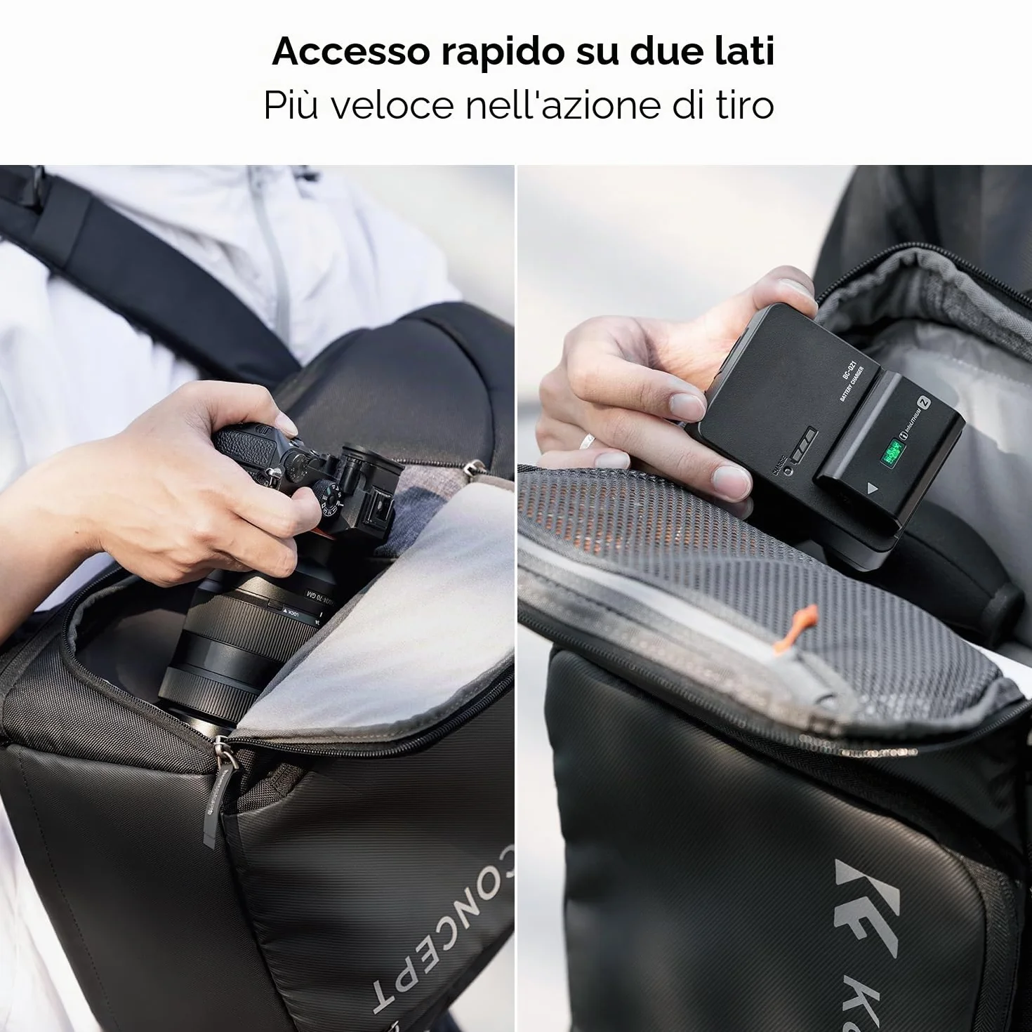 K&F CONCEPT Zaino per fotocamera professionale, borsa impermeabile di grande capacità per fotocamera reflex digitale con scomparto per laptop 16 Pollici-Nero