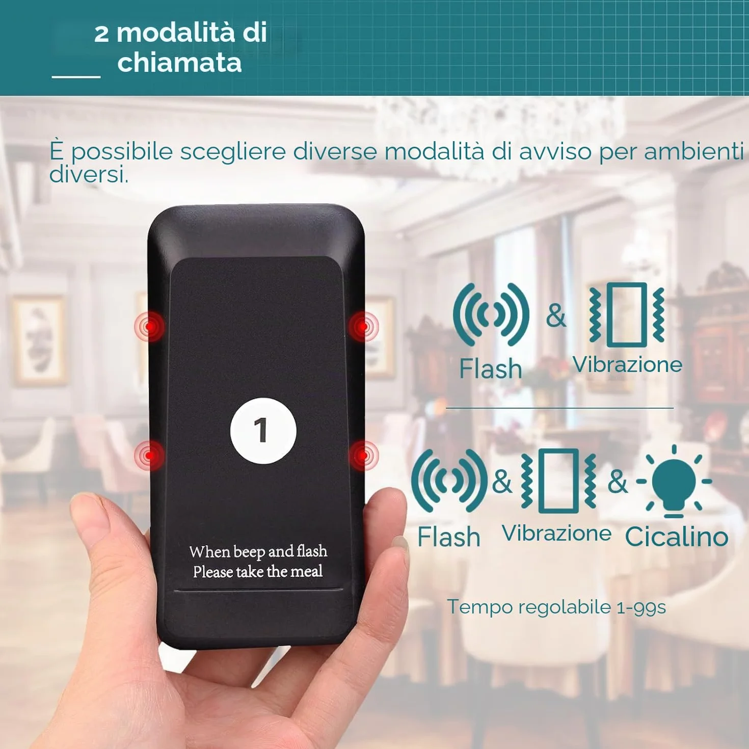Retekess TD157 Cercapersone Ristorante, 500M Pager Ristorante, 16 Cercapersone, Batteria da 300 mAh, il Segnale Può Attraversare le Pareti, Facile da Configurare, Pager Clienti per Bar, Hotel, Negozio