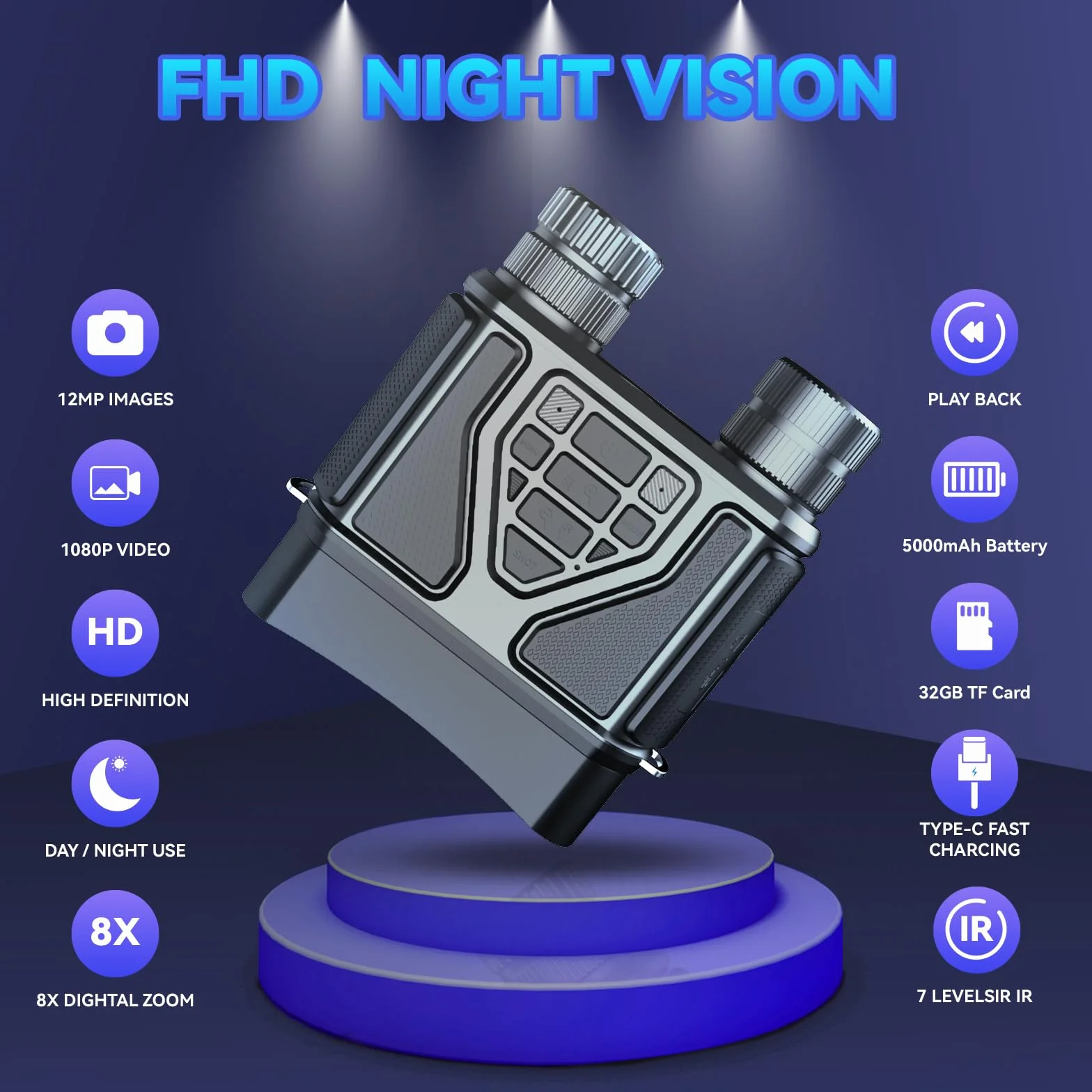 Visore Notturno Caccia Include Memoria da 32 GB Binocolo Visione Notturna Binocolo Infrarossi Perfetto per il campeggio, la caccia e l'osservazione notturna. Un regalo perfetto per gli uomini