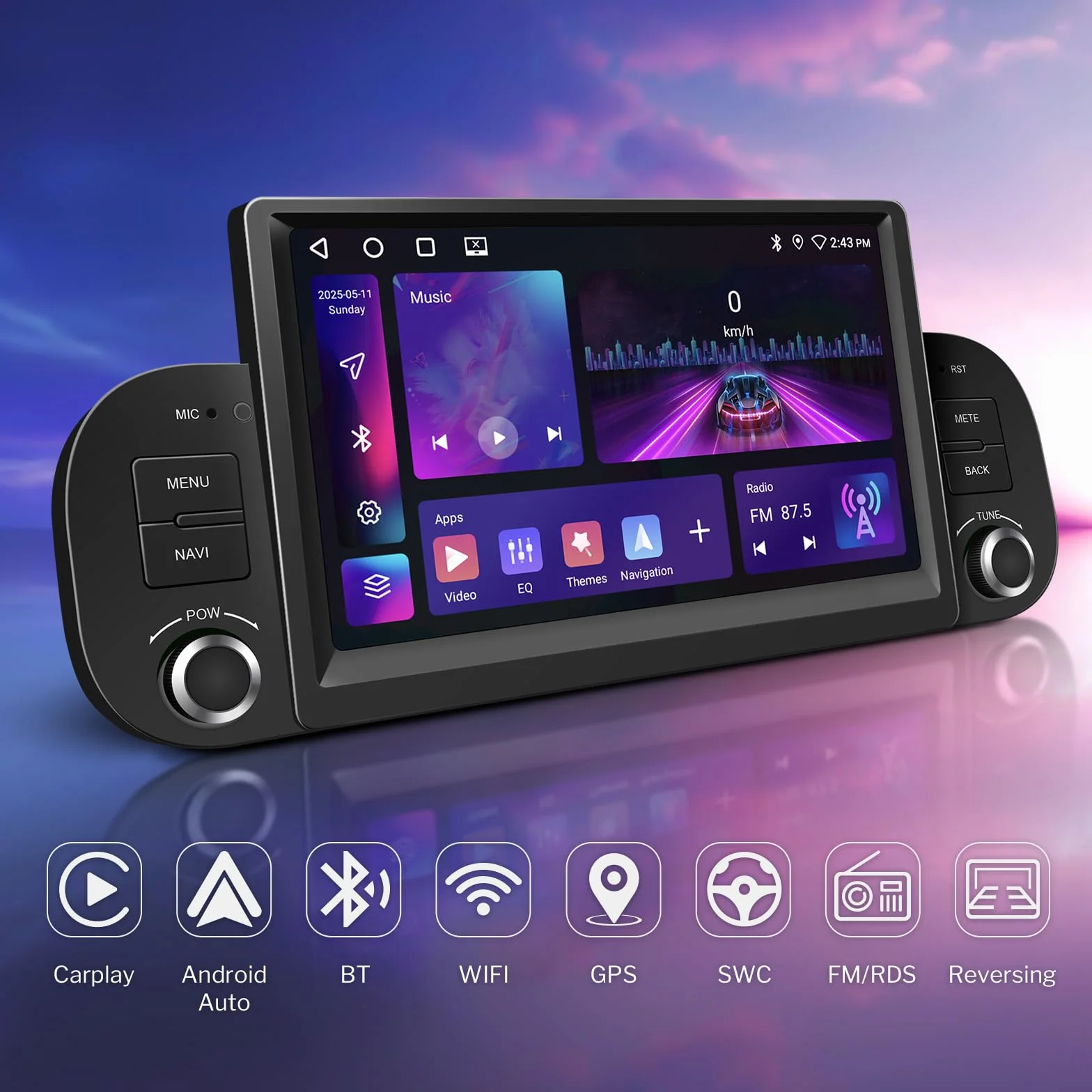 LEXXSON Autoradio per Fiat Panda 2013-2020 con CarPlay e Android Auto Wireless, più AirPlay e Android Link, Sistema Android 11, Schermo Touch 7 Pollici 1024x600, Bluetooth 5.0, WiFi, FM/RDS e USB