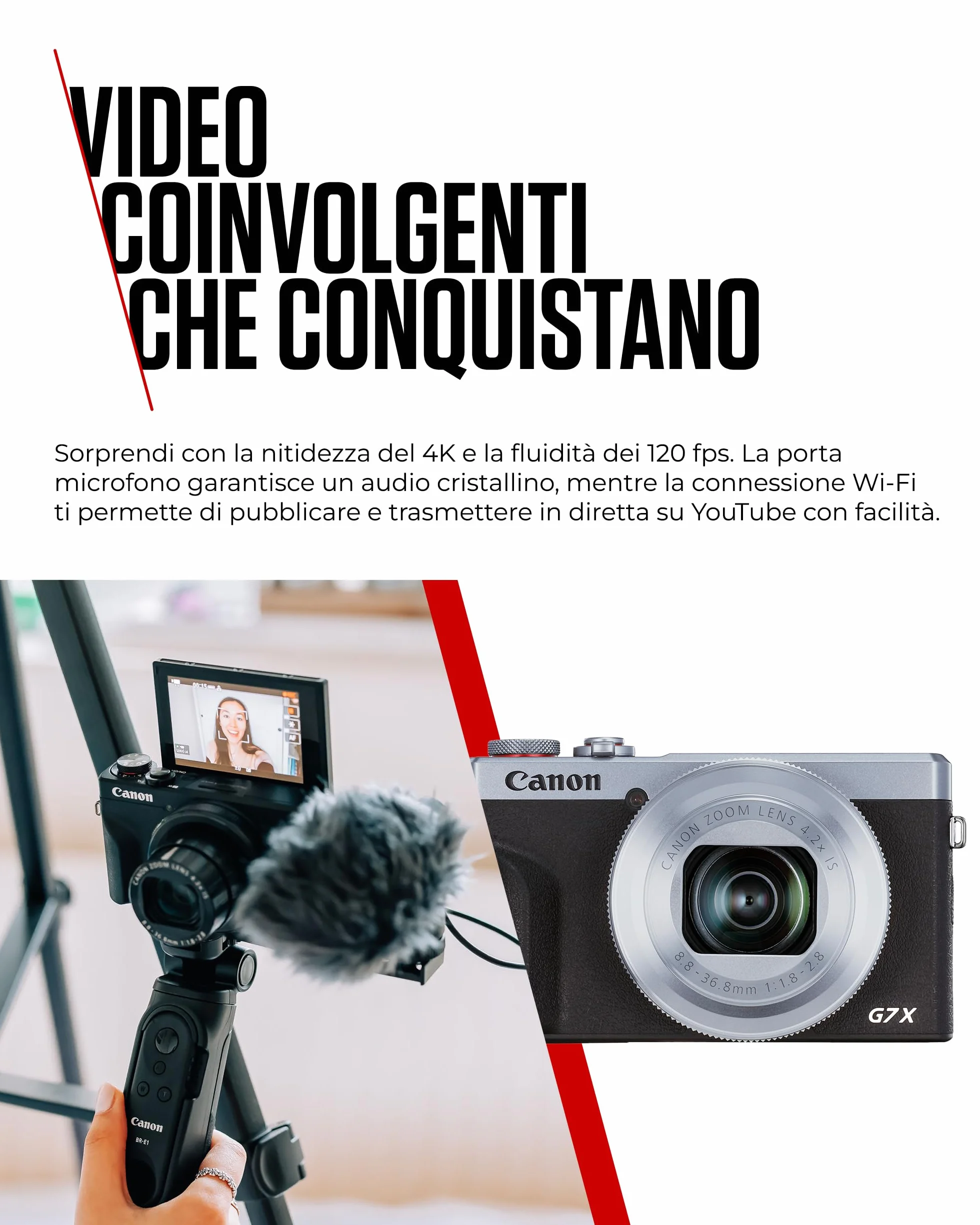 Canon PowerShot G7X Mark III (Argento) – Fotocamera Digitale Compatta con Sensore da 1 Pollice e Video 4K - Perfetta In Condizioni Di Scarsa Illuminazione E Per I Viaggi