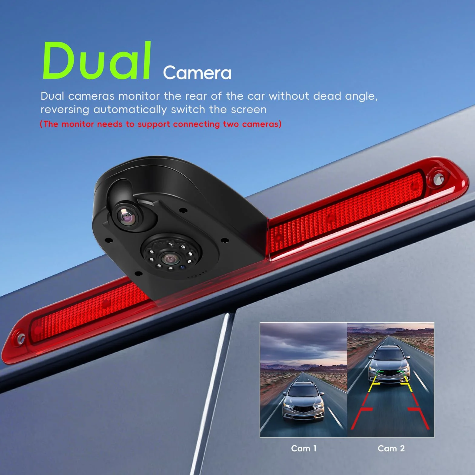 Telecamera Auto Posteriore con Luce Freno, Auto Terzo Roof per Mercedes-Benz Sprinter (2007–2019) Integrata nella Terza Luce di Stop Visione Notturna Impermeabile IP67 Angolo 140°