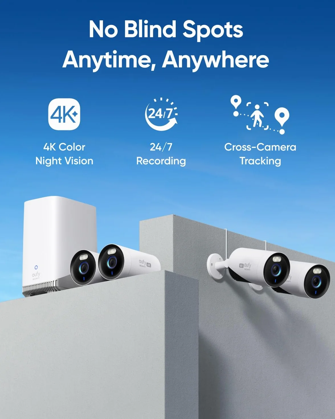 eufy Security eufyCam E330 (Professionale) Telecamera di sorveglianza per esterni 4K, registrazione 24/7, espandibile fino a 10 cam, memoria locale (ricondizionato)