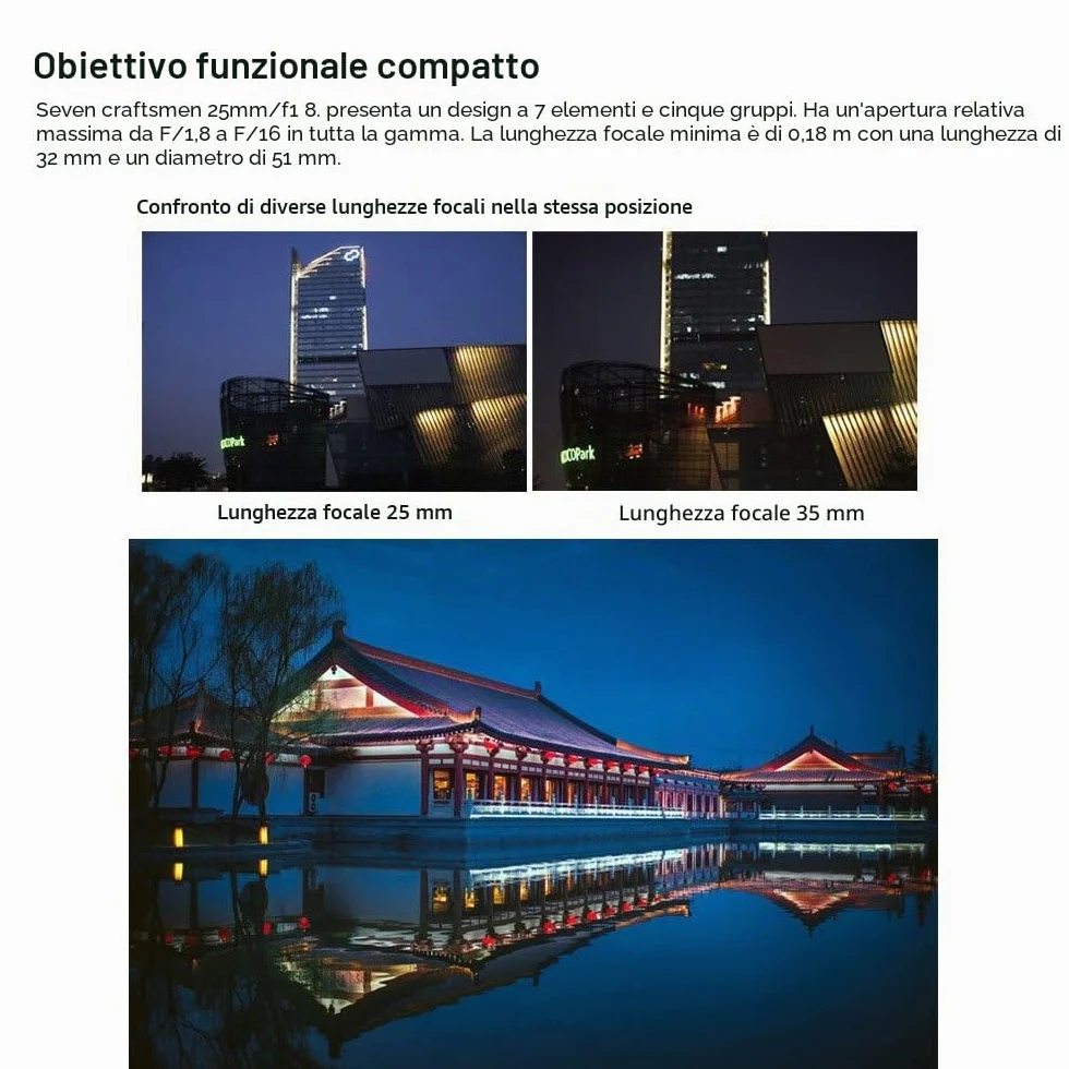 7artisans 25 mm f1.8 Focus manuale obiettivo per fotocamere Sony Emount come A7 A7II A7R A7RII A7S A7SII A6500 A6300 A6000 A5100 A5000 ex-3 NEX-3 N nex-3r nex-f3 K NEX-5 NEX-5 N - nero