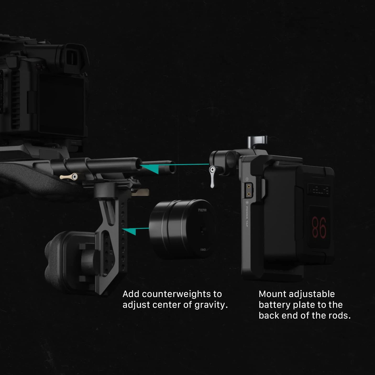 Tilta Lightweight Shoulder Rig per il kit del sistema di produzione video DSLR, con piastra a sgancio rapido ARCA Manfrotto Dual Baseplate Impugnatura regolabile a rosetta TA-LSR-B