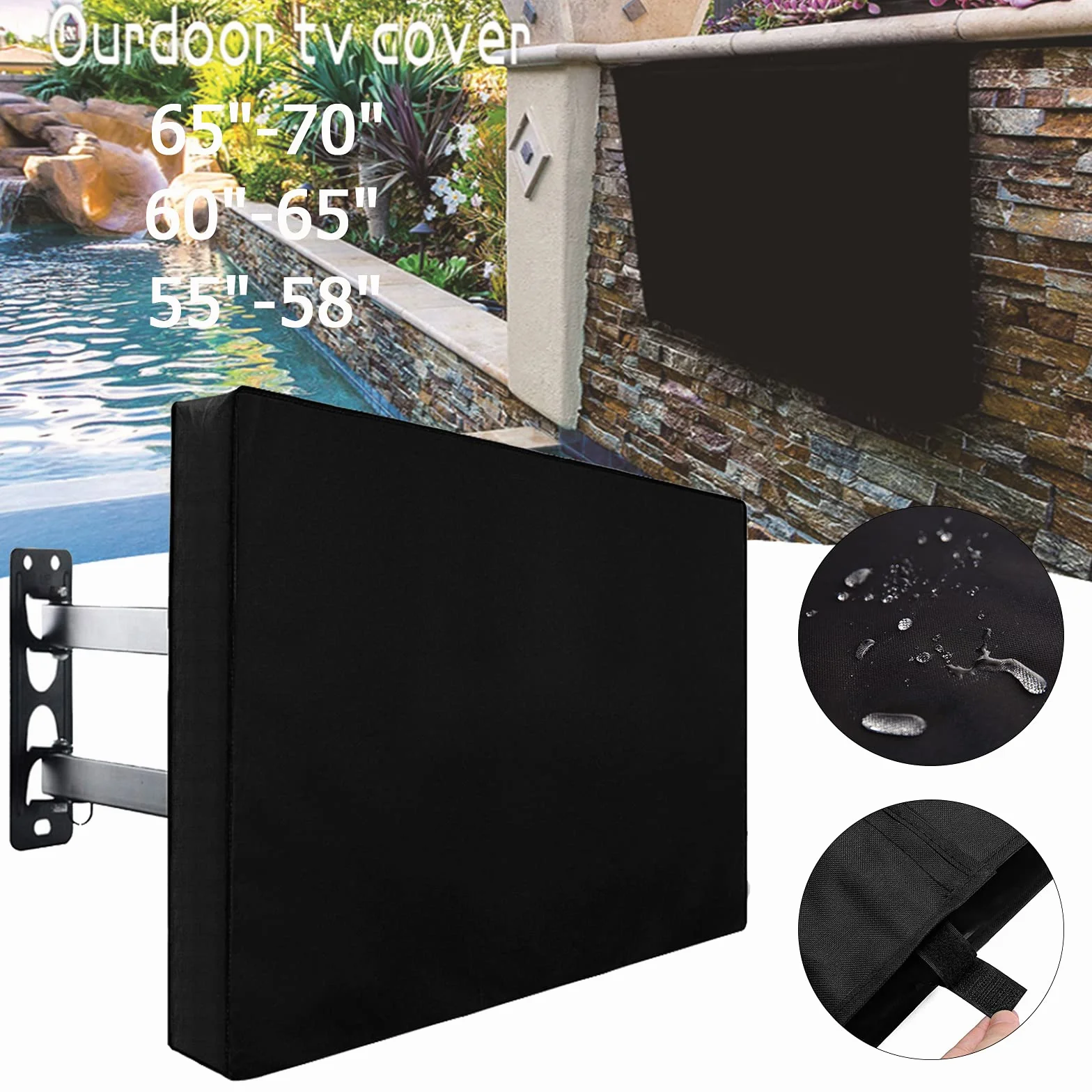 Copertura per TV Esterna 600D Poliestere Impermeabile Protezione UV per TV LED LCD 50-70 Pollici