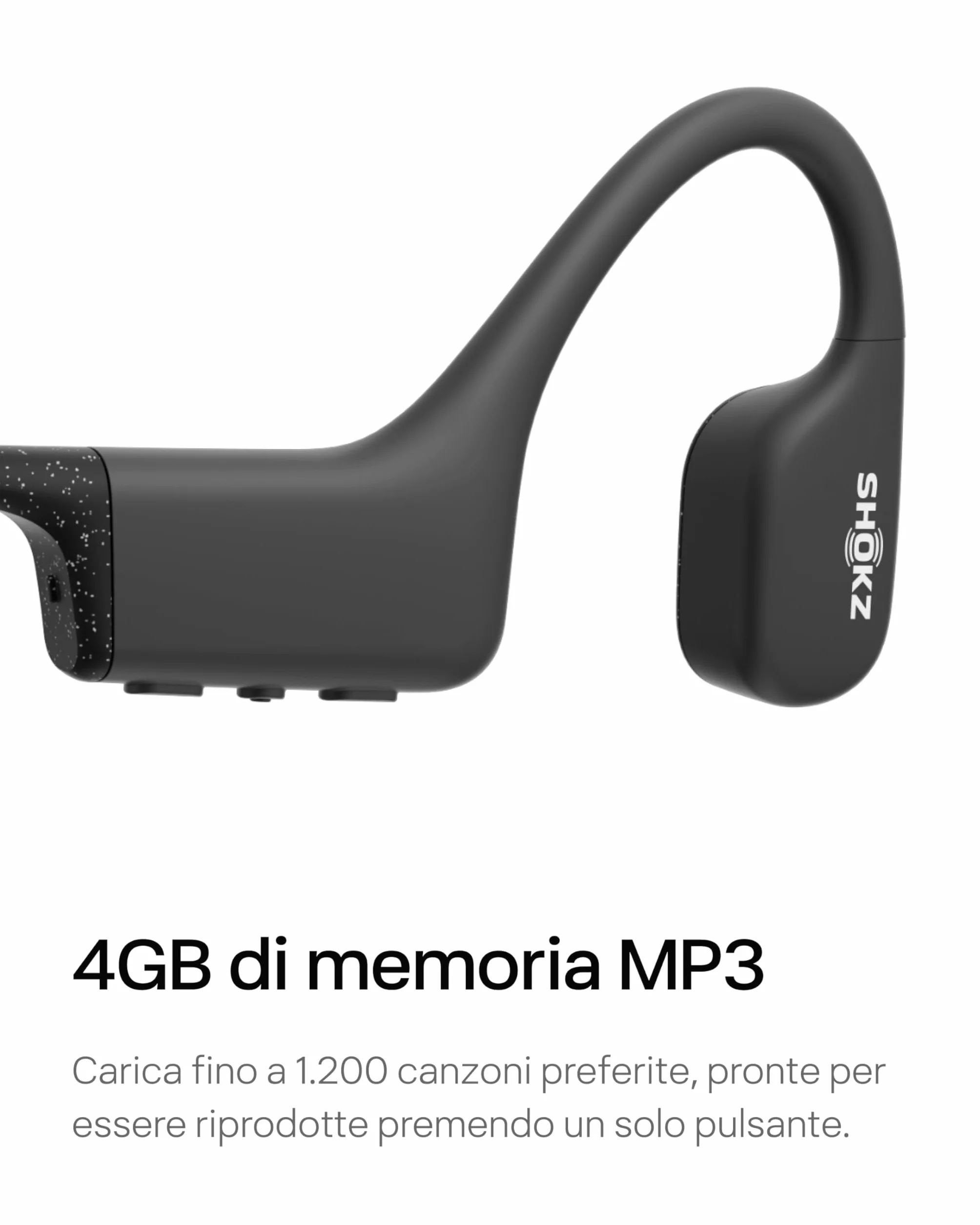 SHOKZ Auricolari OpenSwim a conduzione ossea, lettore MP3 da nuoto impermeabile IP68, auricolari sportivi open-ear con 4 GB di memoria, 8 ore di riproduzione, per nuoto, surf(senza Bluetooth), Nero