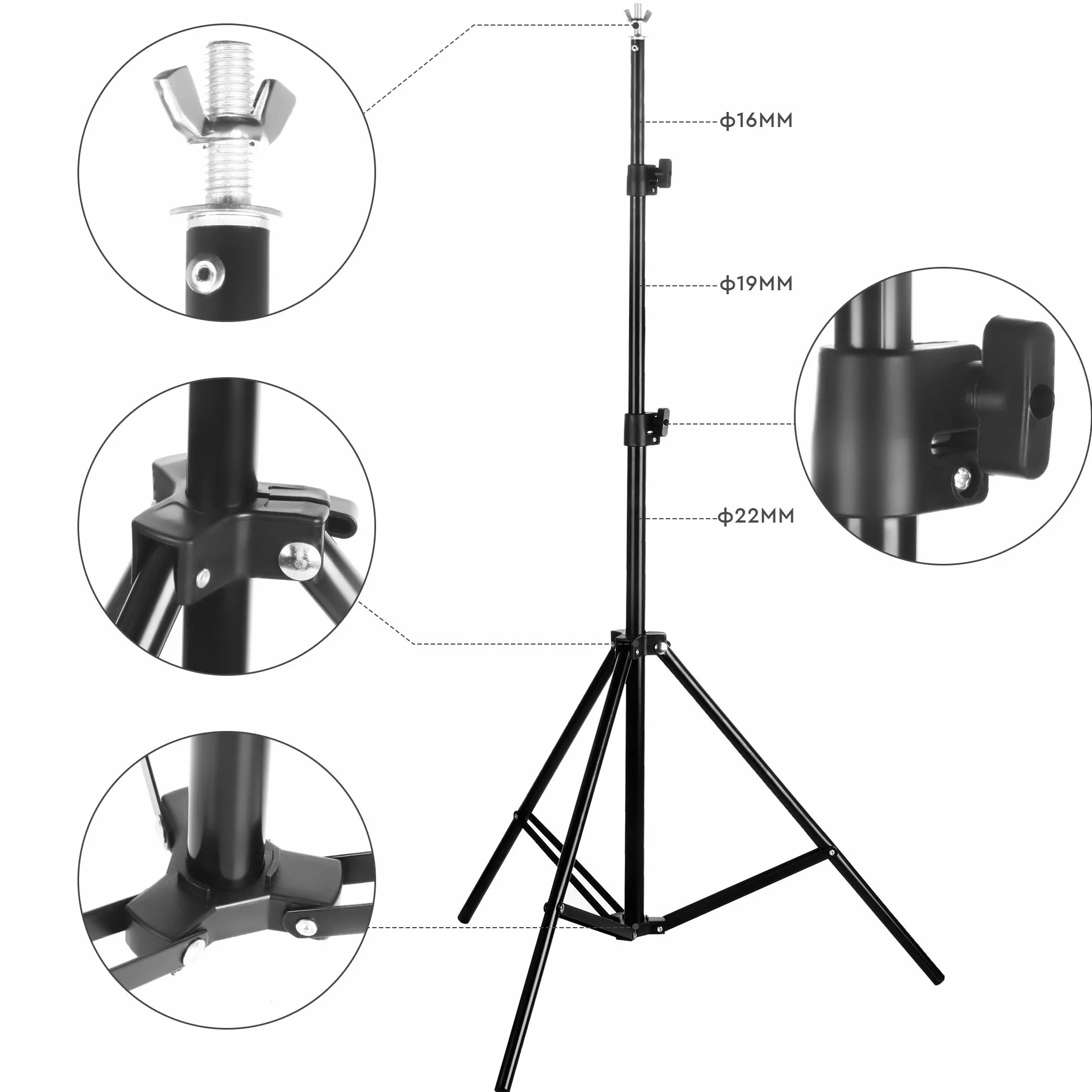 2x3 m Supporti per Sfondi, Professional Supporto di Fondale Fotografico, Forte e Portatile, con Borsa per il Trasporto, Adatto per Studio Fotografico, Live Streaming, Matrimoni ecc.