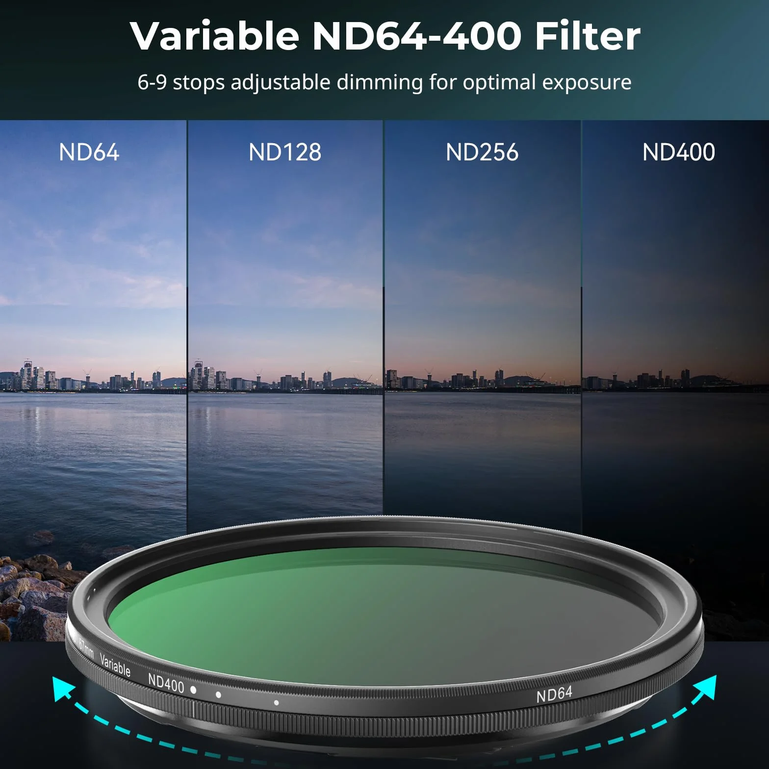 SmallRig Filtro magnetico VND 67 mm ND64-ND400 (6-9 stop), filtro ND regolabile per iPhone 16/S24 Ultra/per obiettivi Vivo X100 e 67 mm, vetro ottico No X Cross HD, con adattatore filettato - 5169