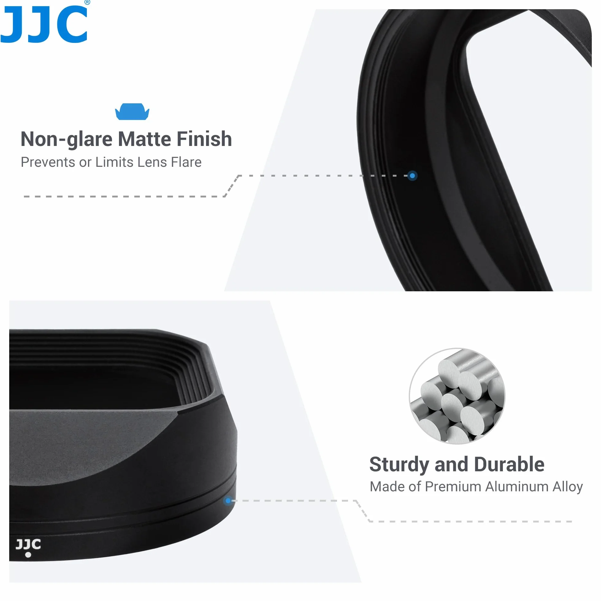 JJC Paraluce Quadrato in Metallo per Leica Q3 43, Q3, Q2 Design Ottimizzato Senza Vignettatura, Compatibile con Filtri Spessi 8mm e Modalità Macro, Adattabile al Tappo Obiettivo Originale