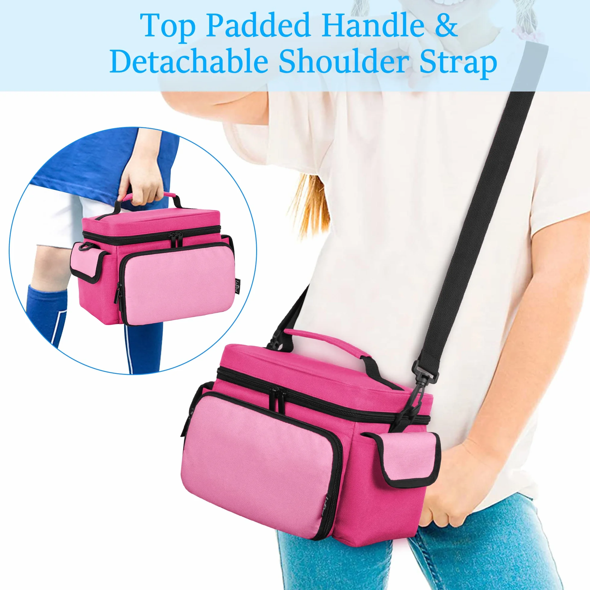 LoDrid Custodia Compatibile con Toniebox 2/1, Borsa Portatile per Lettore Audio Starter Set con Manico e Tracolla per Organizer per Accessori, Rosa Rossa, Solo Borsa (design brevettato)