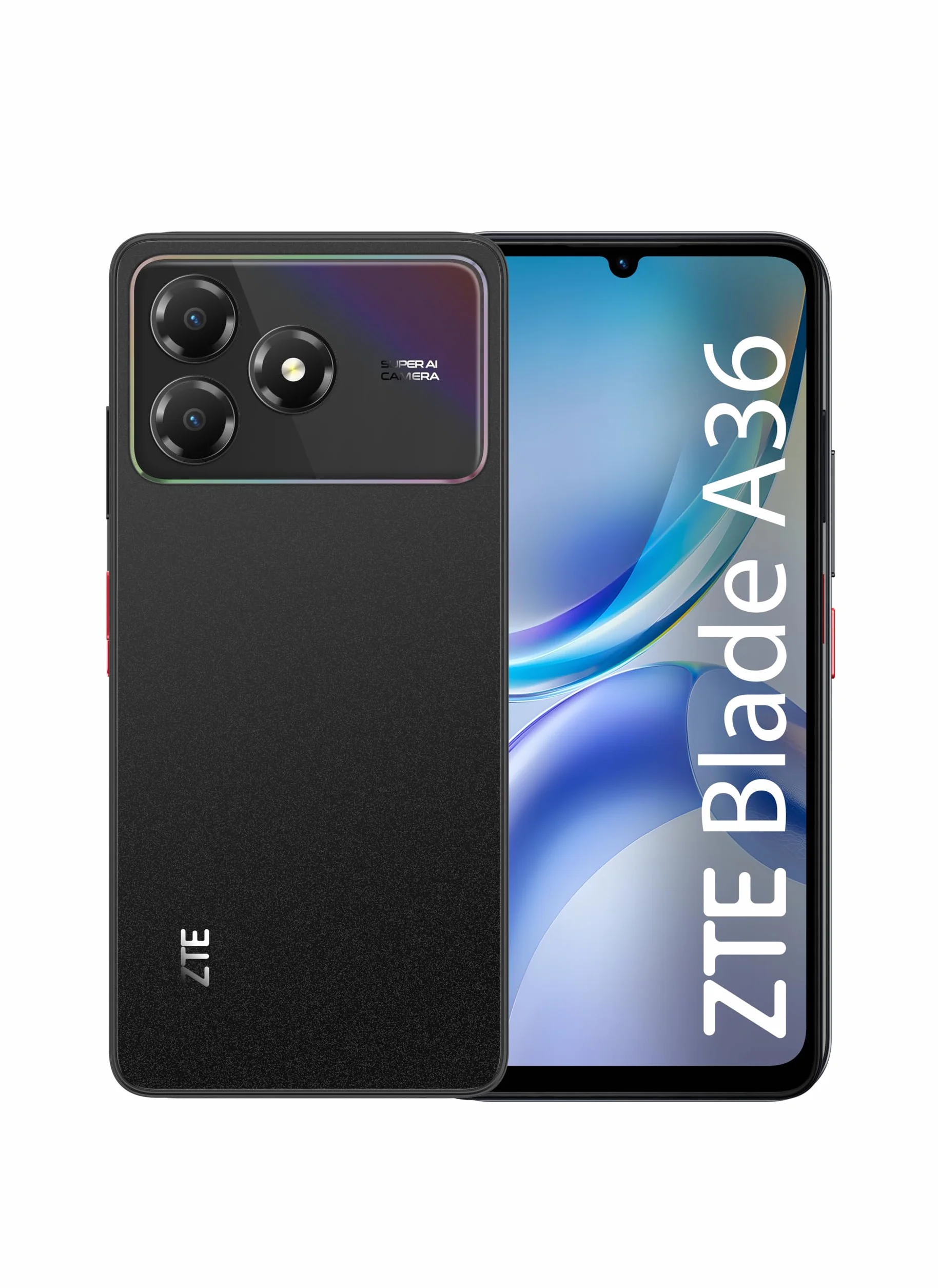 ZTE Blade A36 Smartphone 4G, Memoria 64GB, RAM 12GB (4GB+8GB memory fusion), Batteria 5000mAh, Fotocamera 8Mpx con AI, Android 15, Nebula Black