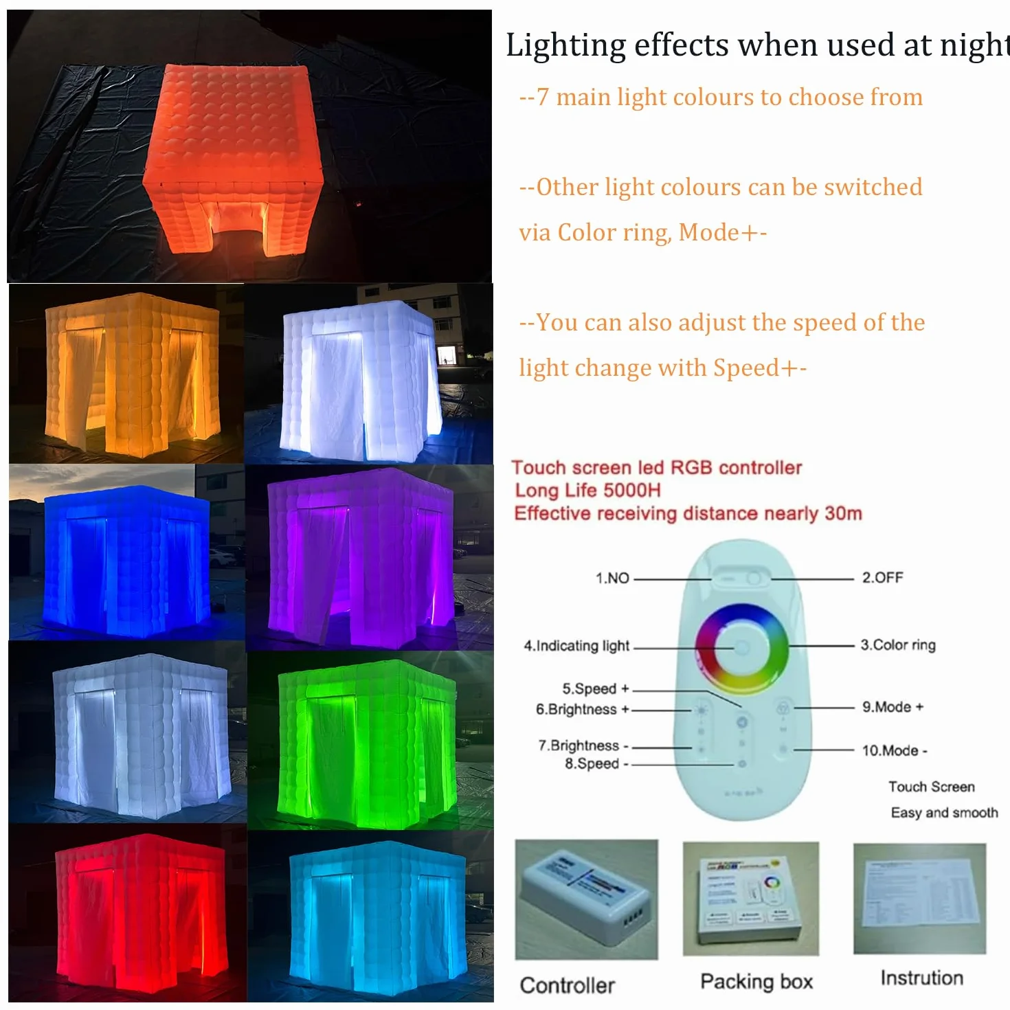 SAYOK Alloggiamento gonfiabile per foto con luce LED e soffiatore d'aria, tenda da 2,5 m, per eventi di matrimonio (due porte)