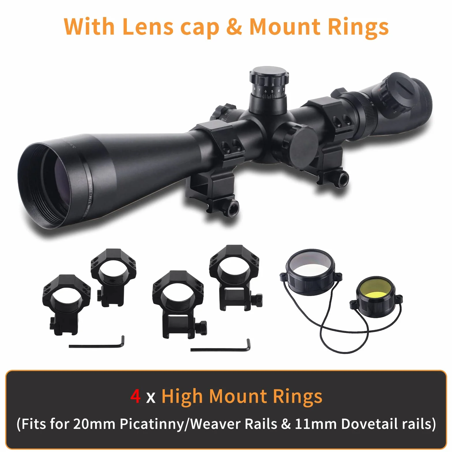 Ottica Cannocchiale Caccia 3.5-10X50mm Cannocchiale Carabina Telemetro Rapido Rosso Illuminato Reticolo Airsoft Mirino con 20mm/11mm Mount Rings