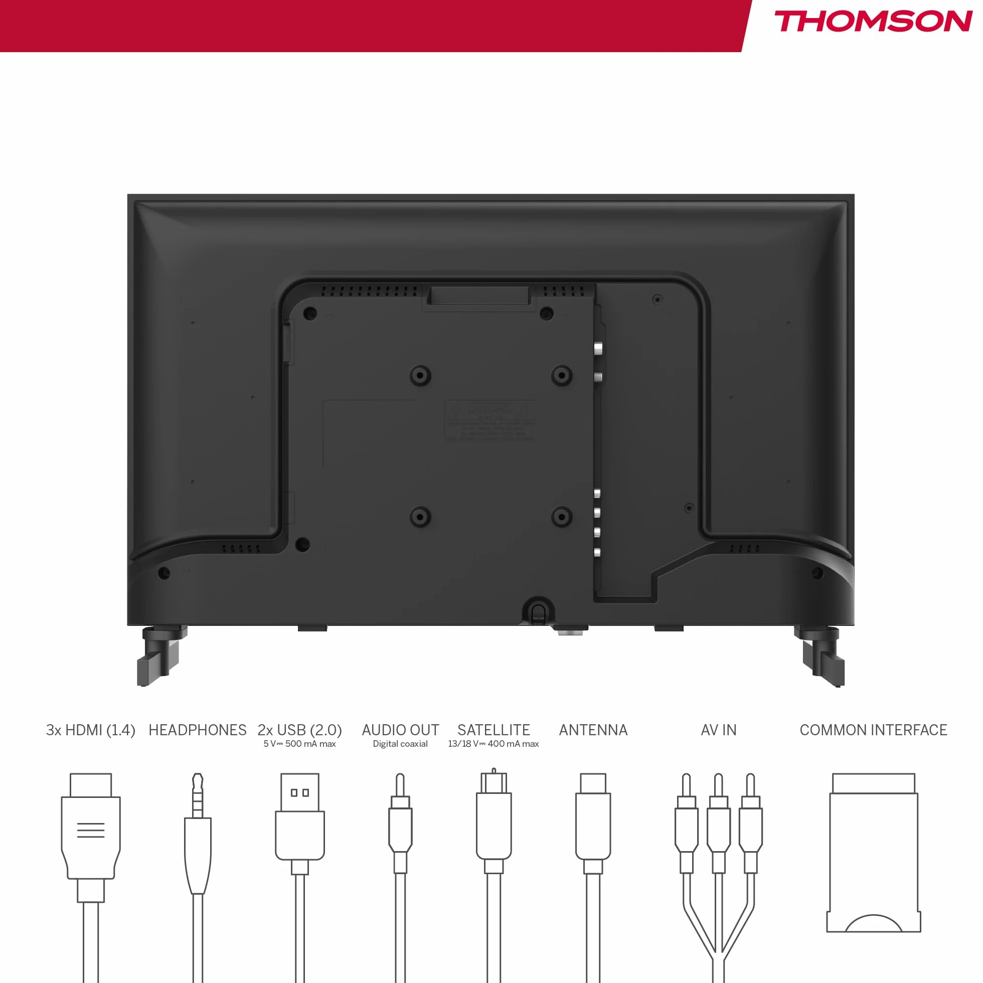 Thomson TV 24 Pollici (60 cm) HD Easy TV, TV Digitale LED (Non-Smart), Triplo Tuner (DVB-T/T2/C/S/S2), Dolby Audio, Modalità Hotel, Lettore Multimediale, Telecomando Retroilluminato, 3x HDMI