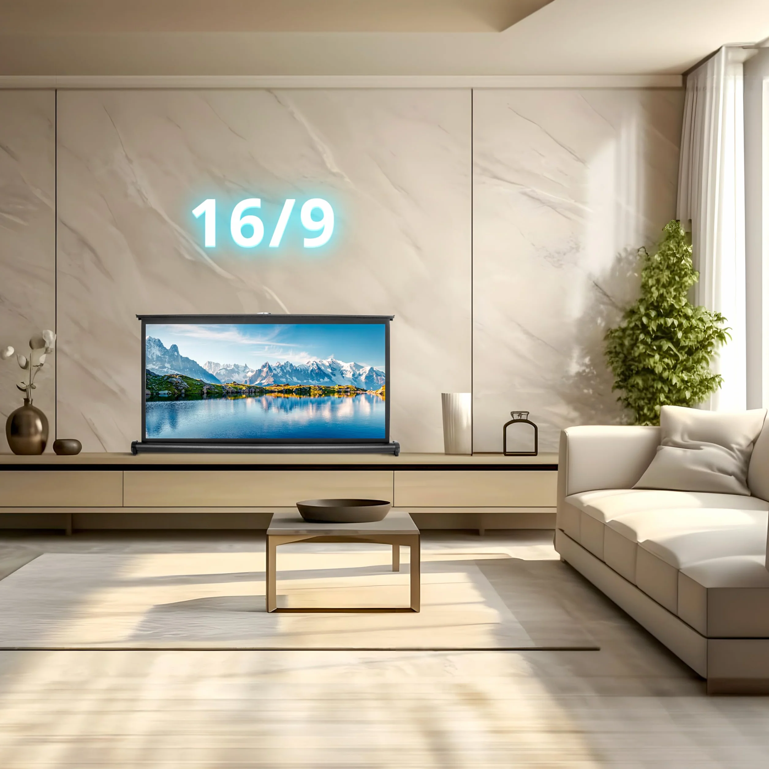 Duronic DPS40 /169 Schermo di proiezione 40” formato 16:9/89 x 50 cm Telo proiettore da tavolo per interni/esterni Full HD 3D 4K - Home cinema home theater ufficio| Montabile a parete o a soffitto