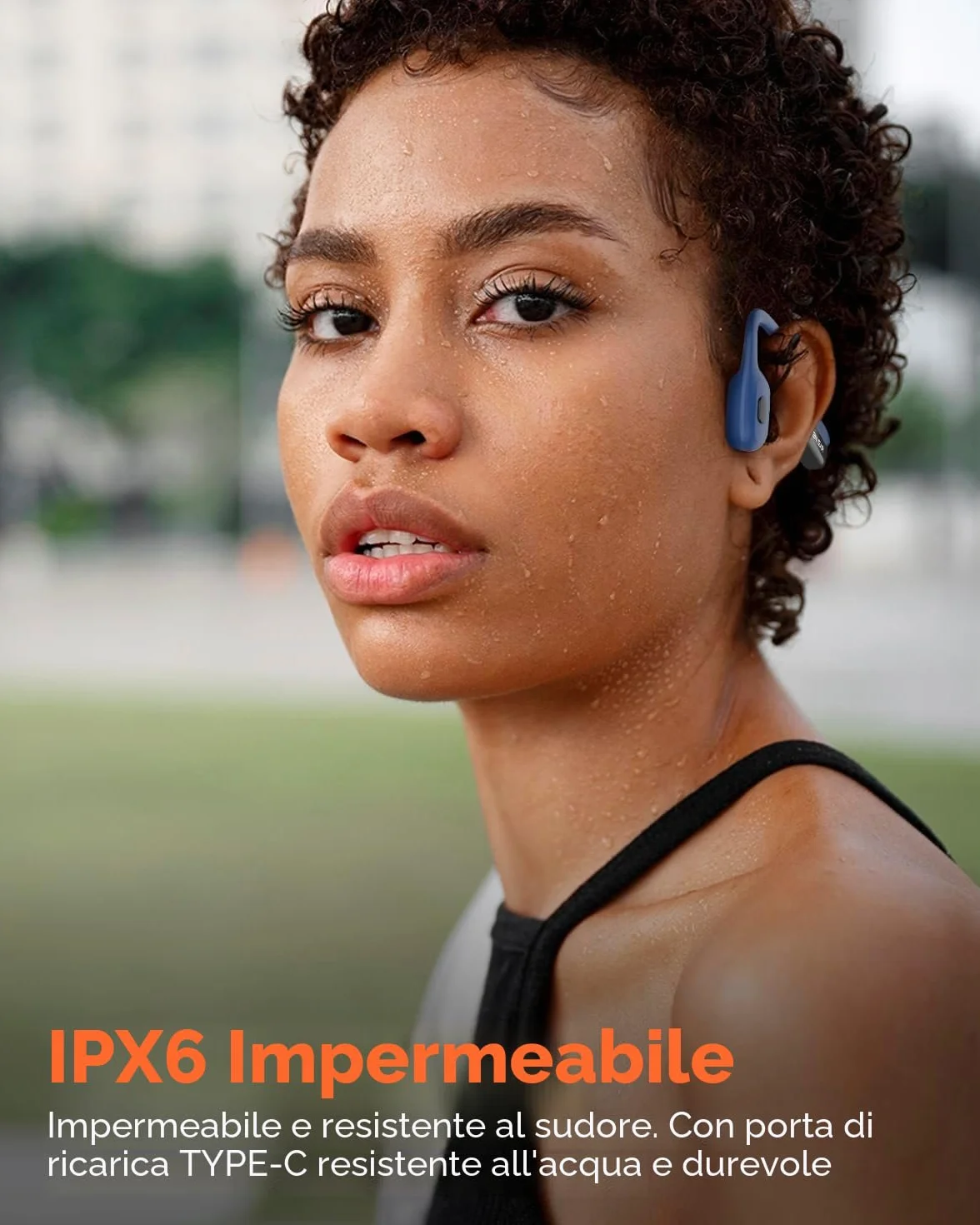 SANOTO Cuffie Conduzione Ossea Bluetooth 5.3, Cuffie a Conduzione Osseas Aperto Con 8 H Di Autonomia, Auricolari Conduzion Ossea Con Doppio Mic, Cuffia Osseas Conduzione Impermeabili IPX6, Per Jogging