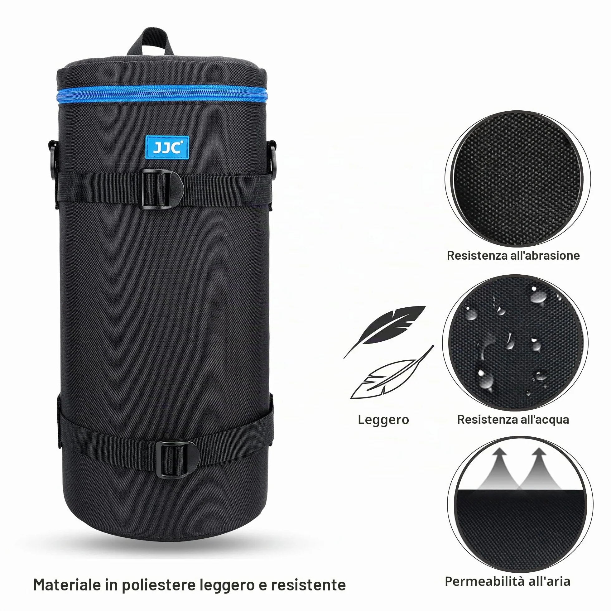 JJC Custodia per obiettivo Deluxe per Sony FE 200-600 mm F5,6-6,3G OSS, accessori per lenti impermeabili, custodia protettiva con tracolla e cuscino rimovibile, dimensioni interne 5,5 pollici x 14,5
