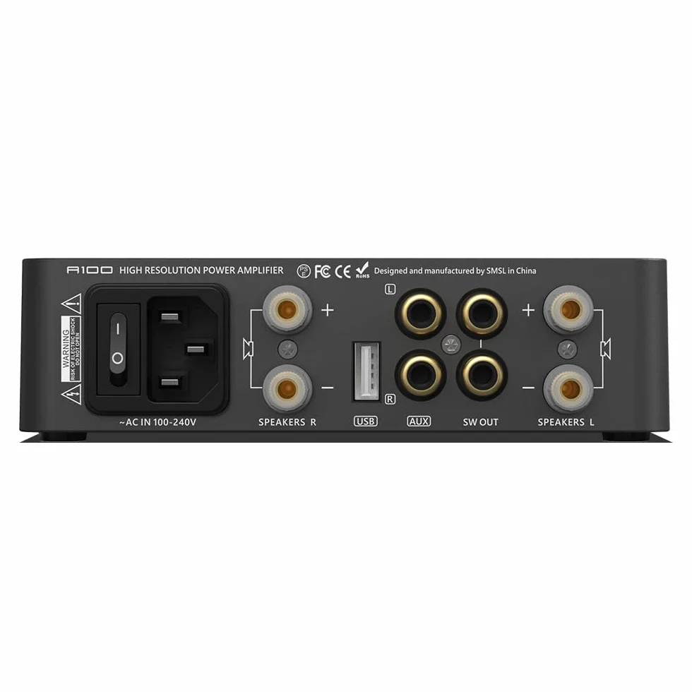 SMSL A100 Amplificatore Hifi, Amplificatore Audio Utilizza Il Chip Ma12070 Di Infineon, Supporto Multi-Dispositivo Usb, Bluetooth 5.0 Con Protezione Del Circuito