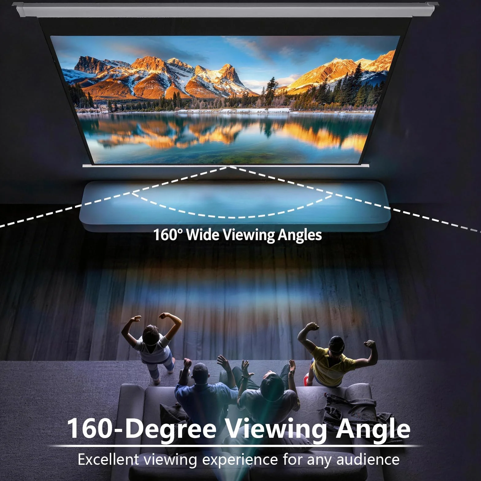 EMART Telo Proiettore di Proiezione 150 Pollici 4K HD con Set Supporto, Lo Sfondo Può Essere Proiettato su Entrambi i Lati, Adatto per La Visione di Film in Sala, Riunioni ed Eventi All'aperto