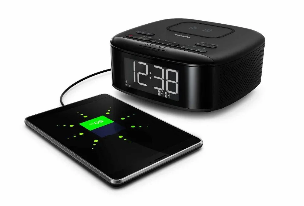 Philips R7705/10 Radiosveglia DAB+/FM, Bluetooth, Allarme Doppio, Spegnimento Automatico, Sincronizzazione Automatica Dell'orario, Batteria Tampone, Caricatore Telefono Wireless