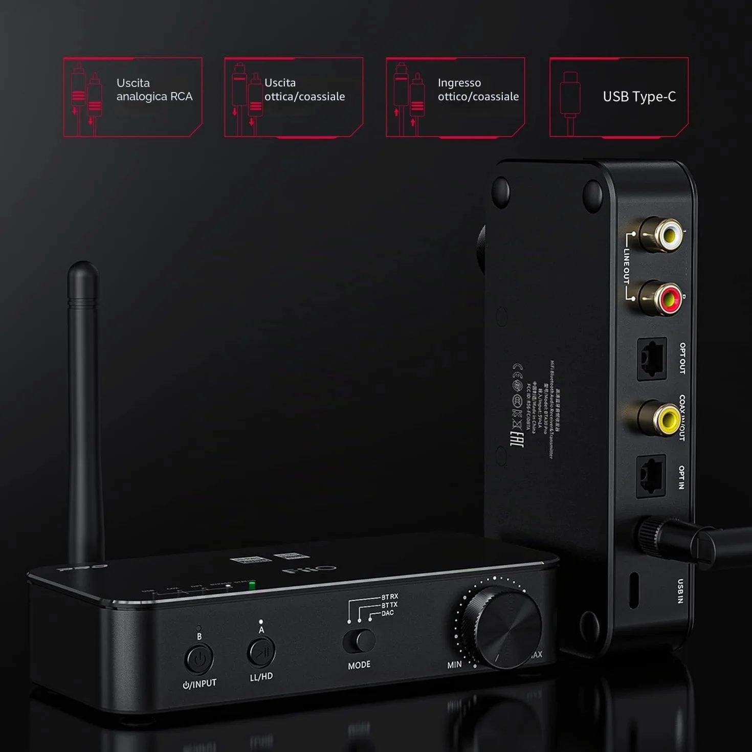 FiiO Trasmettitore/ricevitore Bluetooth ad alta risoluzione BTA30 Pro TX/RX con supporto LDAC