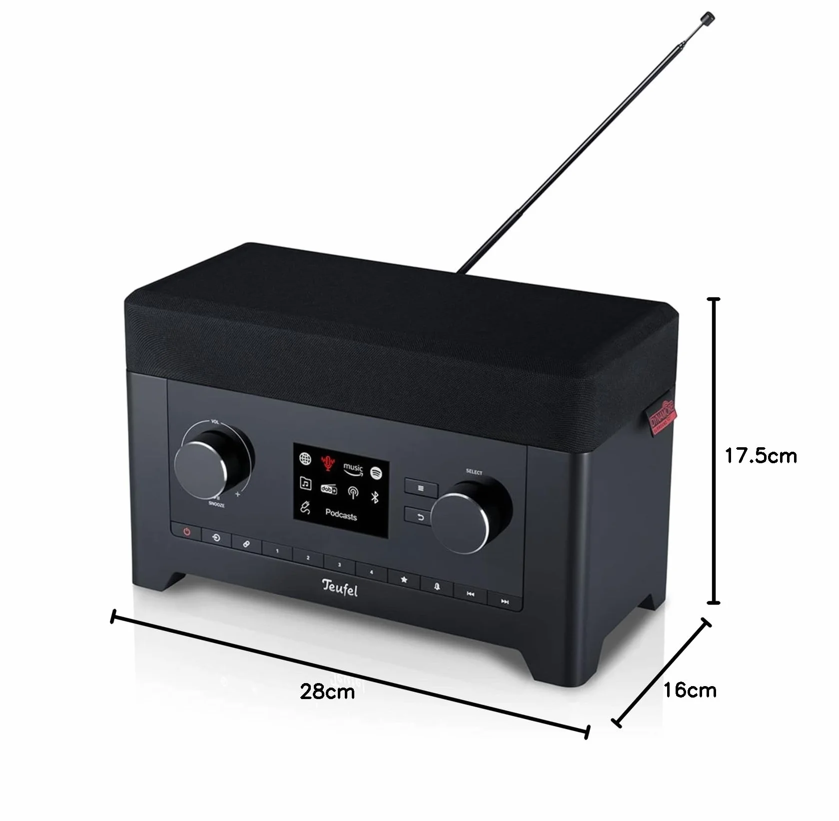 Teufel RADIO 3SIXTY Altoparlante Bluetooth con Radio Digitale Premium DAB+, 360° Suono e Subwoofer, Radio Internet, Funzione Power Bank - Nero