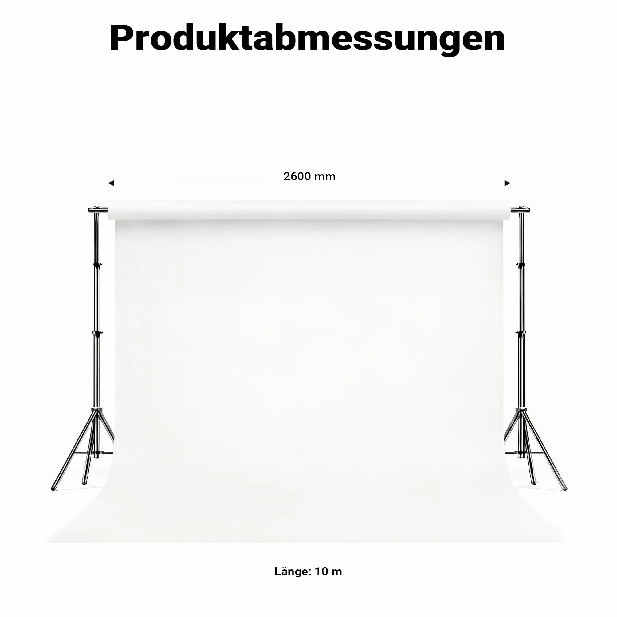 Walimex pro Sfondo fotografico in cartoncino bianco 2,60x10 m, Backdrop foto antiriflesso e resistente, per studi fotografici