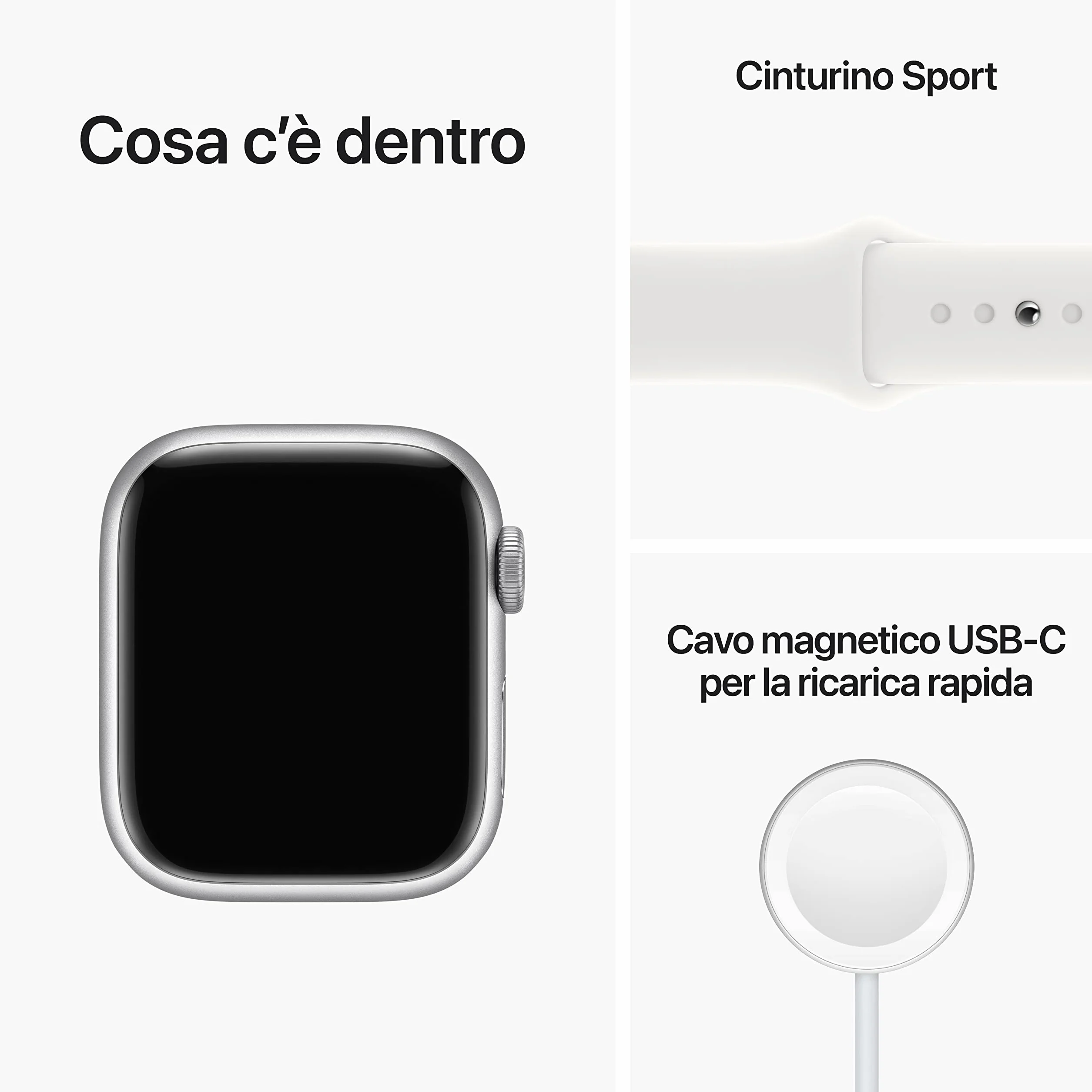 Apple Watch Series 8 (GPS, 41MM) Silver Aluminum Case with White Sport Band (Ricondizionato)