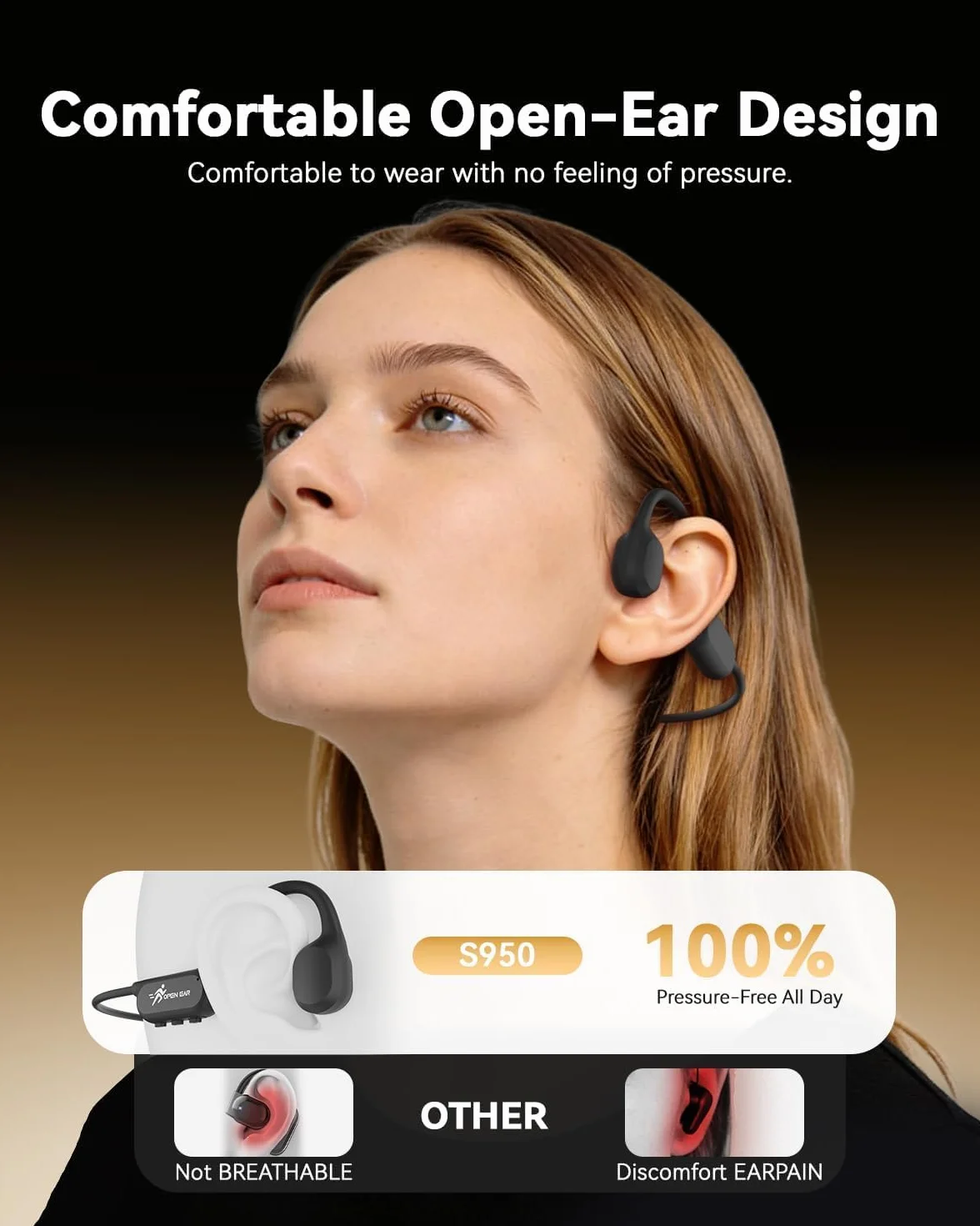 ANSTEN Casque Conduction Osseuse Bluetooth 6.0, Étanche IPX8 Écouteur Conduction Osseuse avec Réduction de Bruit AI, Casque sans Fil Oreille Ouverte pour Course, Cyclisme