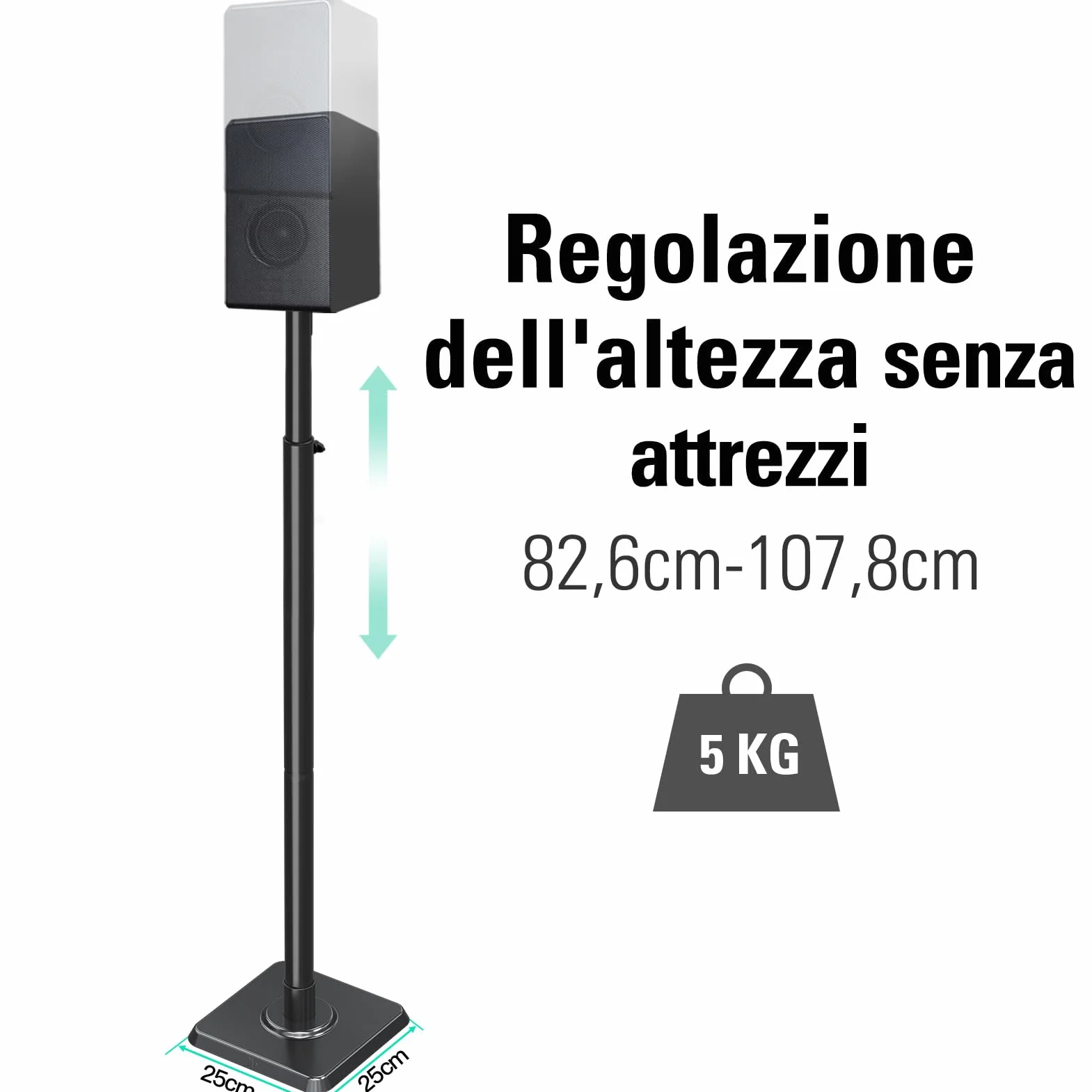 Mounting Dream Supporto altoparlante regolabile altezza per satelliti 5 kg set 2