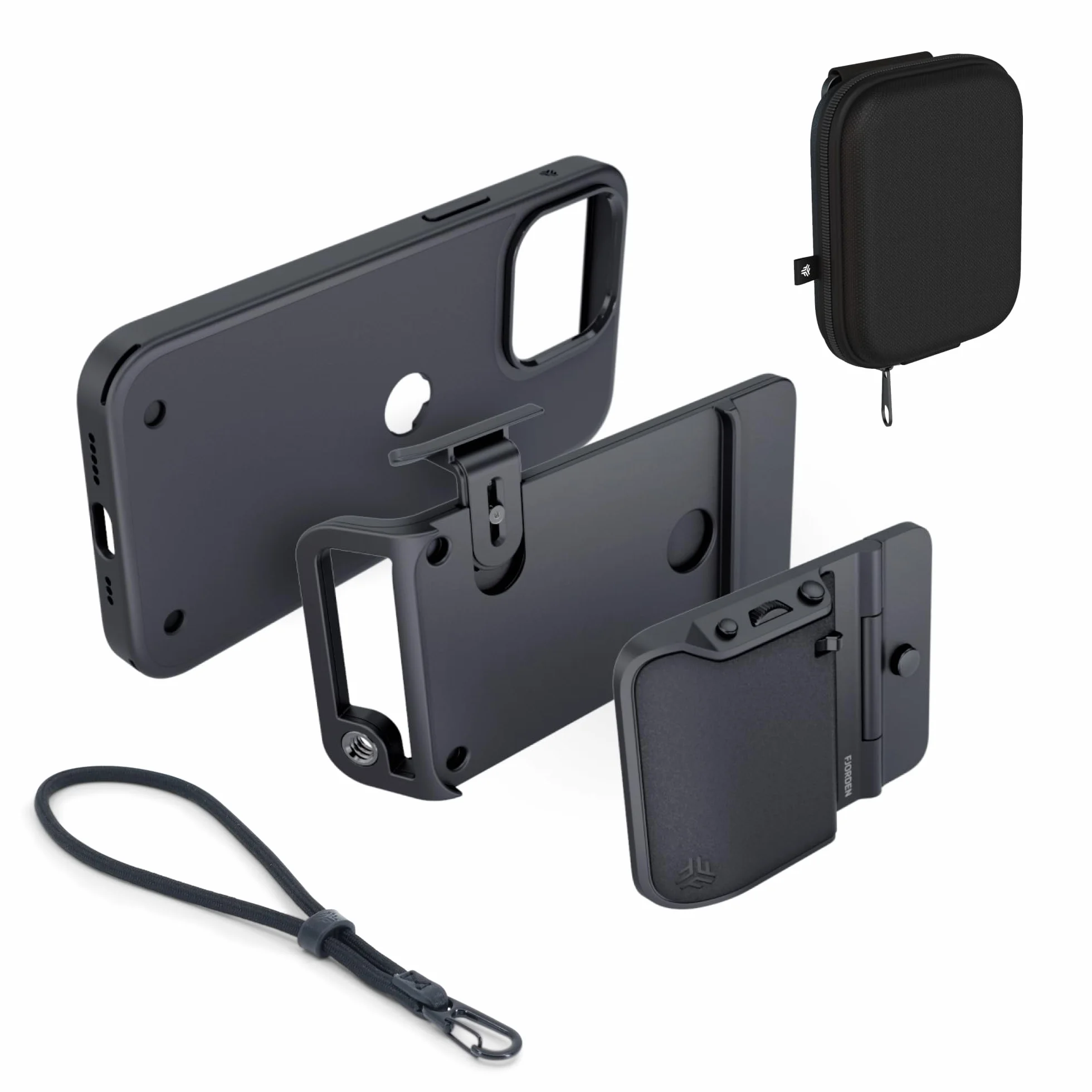 FJORDEN Ultimate Bundle per iPhone 15 Pro Max - Include custodia, cinturino in corda nera e adattatore compatibile MagSafe (grande) - Scatta come un professionista con il tuo iPhone