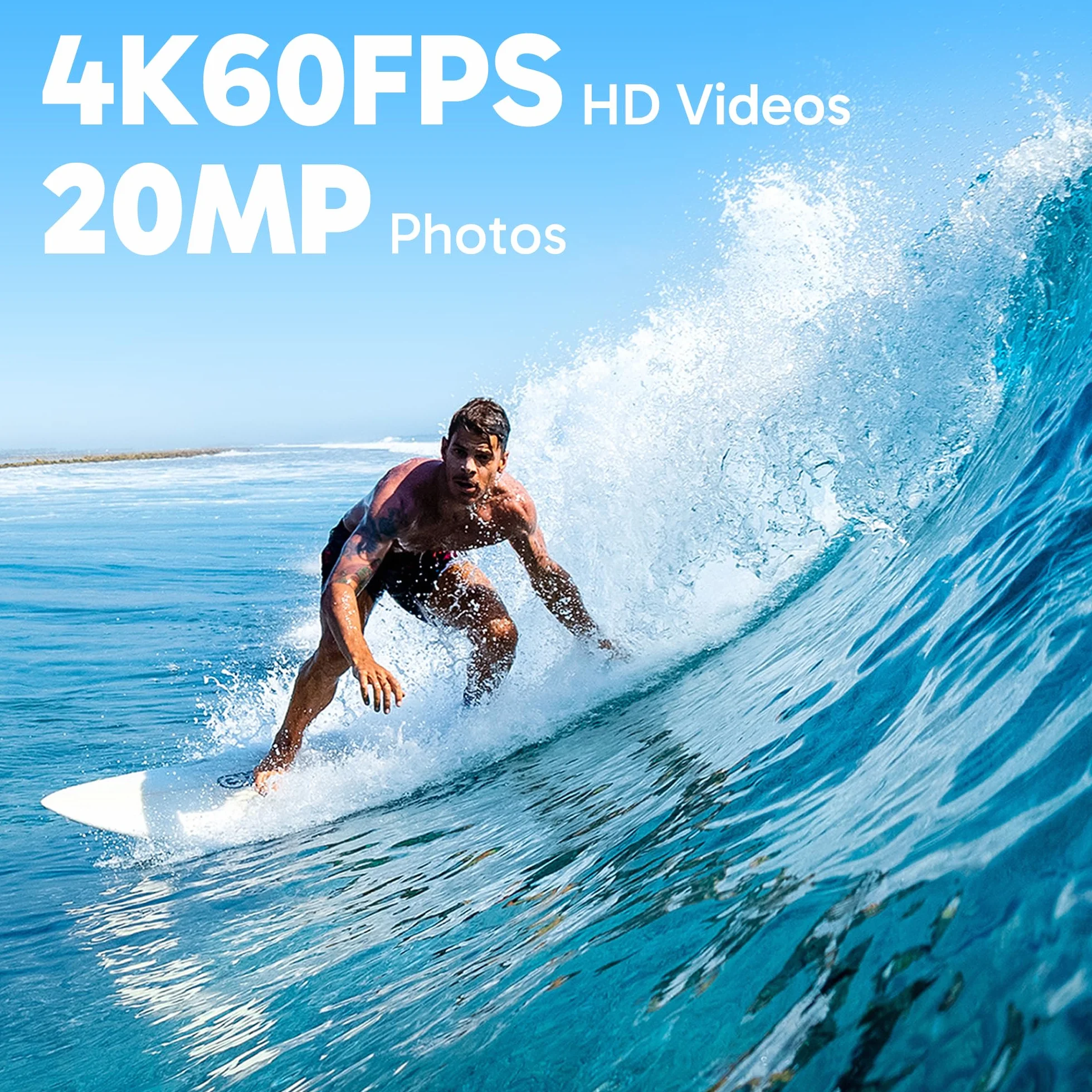AKASO Brave 8 Lite Action Cam 4K60FPS 20MP WiFi Fotocamera Subacquea con Doppio Schermo, Stabilizzazione SuperSmooth, Grandangolo 150°, Impermeabile fino a 60M, Zoom 4X, Slo-mo 8X, 2x1550mAh Batterie
