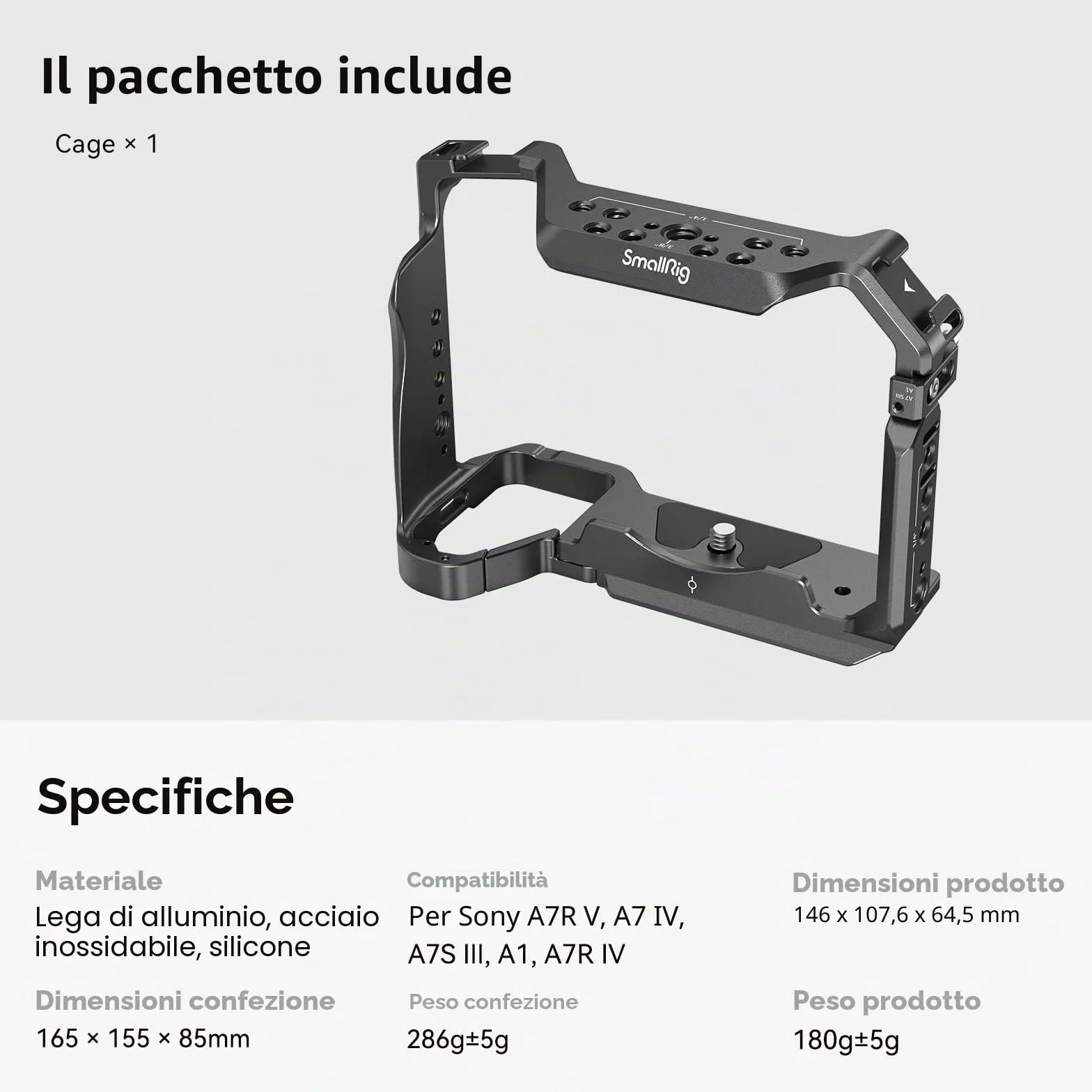 (Versione Aggiornata) SMALLRIG Cage per Sony Alpha 7R V/ 7 IV/ 7S III/ 1/ 7R IV - 3667C