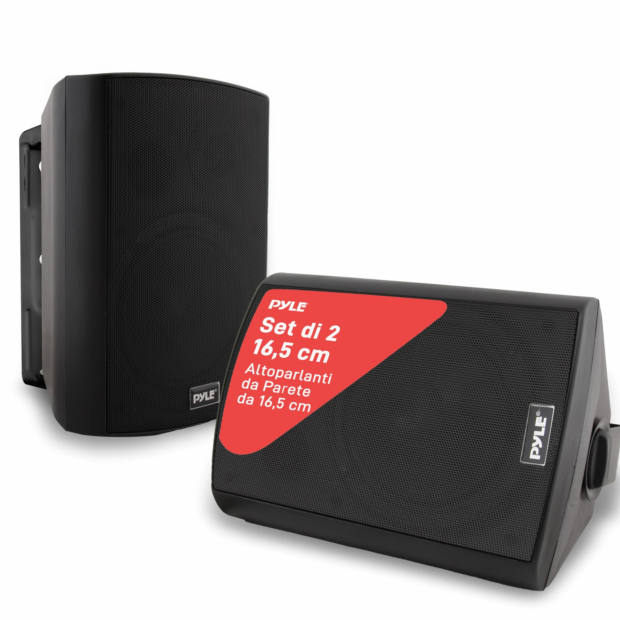 Pyle Coppia Cassa Bluetooth Parete Altoparlanti Resistente Acqua IP44 Interni Esterni Bassi Potenziati Nero