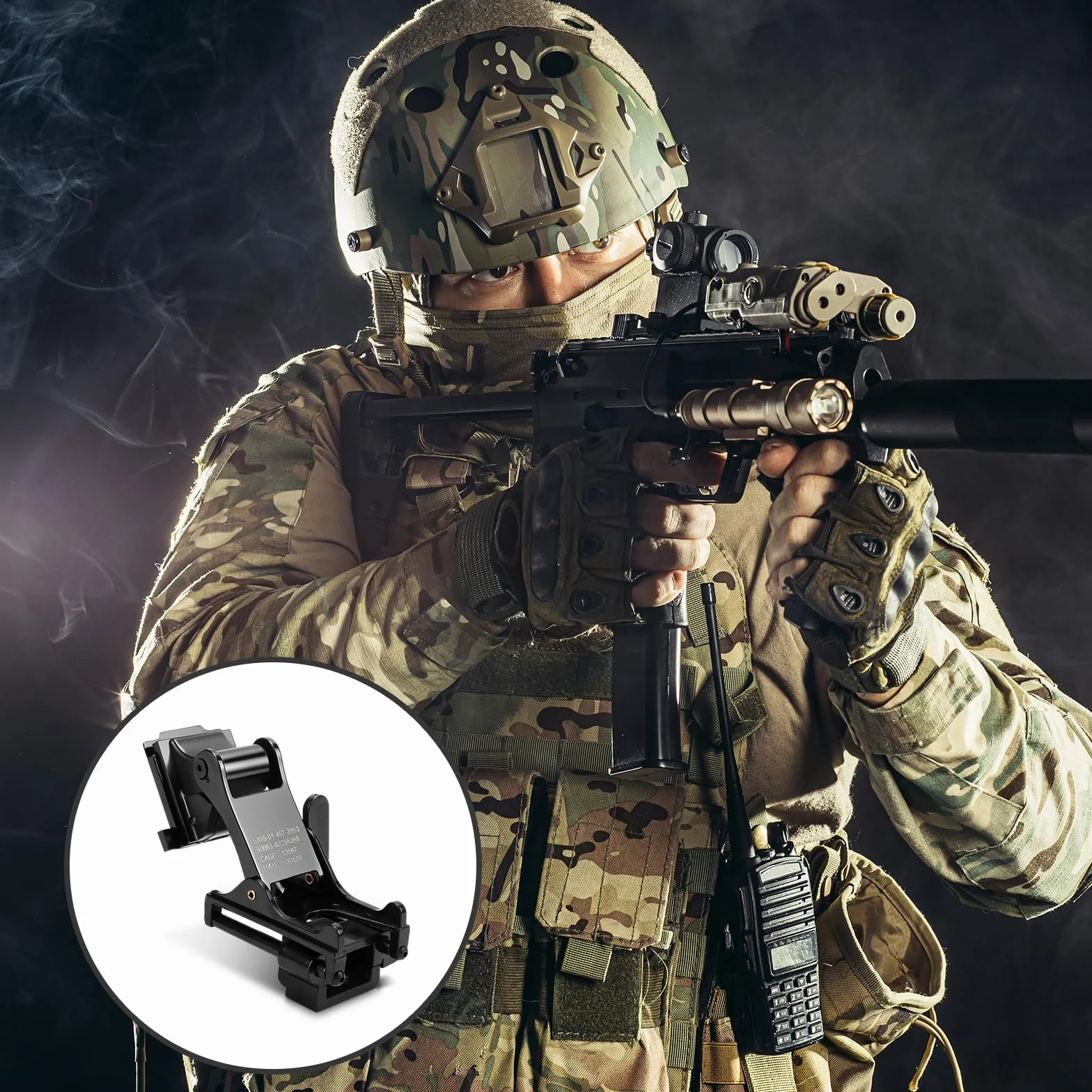 Topyond Visore Notturno Supporto, Adattatore Elmetto Visore, Supporto Adattatore per Casco M88 con Dumper Migliorato, Staffa NVG per Visione Notturna PVS14, Accessori per Casco