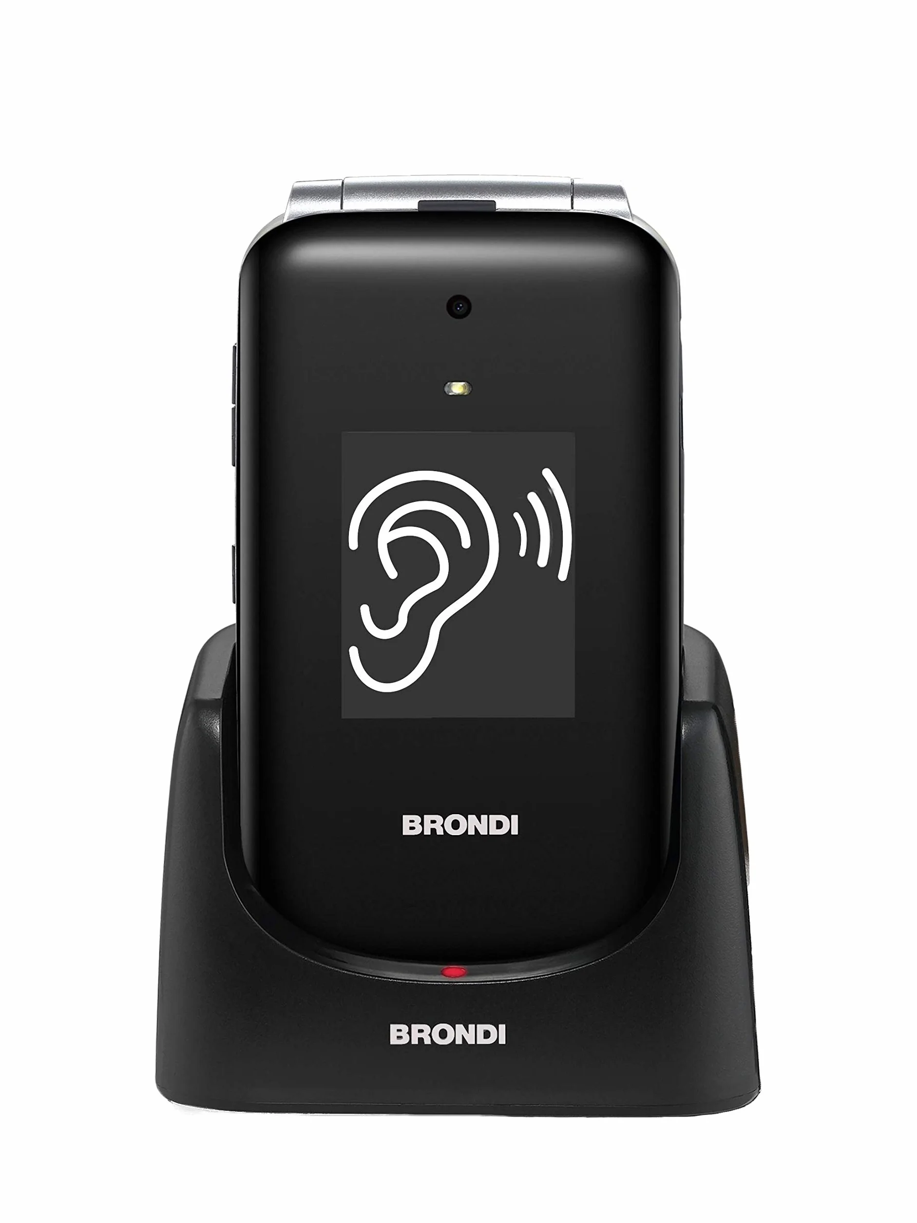 BRONDI Amico Supervoice, unlocked, 0.03 GB, Telefono cellulare GSM per anziani con tasti grandi, tasto SOS e funzione controllo remoto, dual SIM, volume alto ed amplificato, Nero