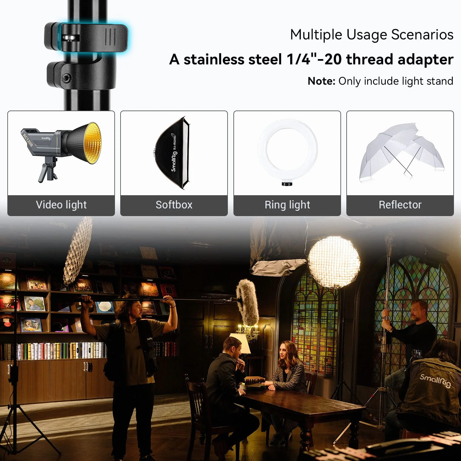 SMALLRIG Supporto per Luce Fotografica 110"/280cm, Supporto per Treppiede in Alluminio Ammortizzato ad Aria con Vite da 1/4 per Softbox, Luce da Atudio e Riflettore, Carico Massimo 8kg, RA-S280-3736