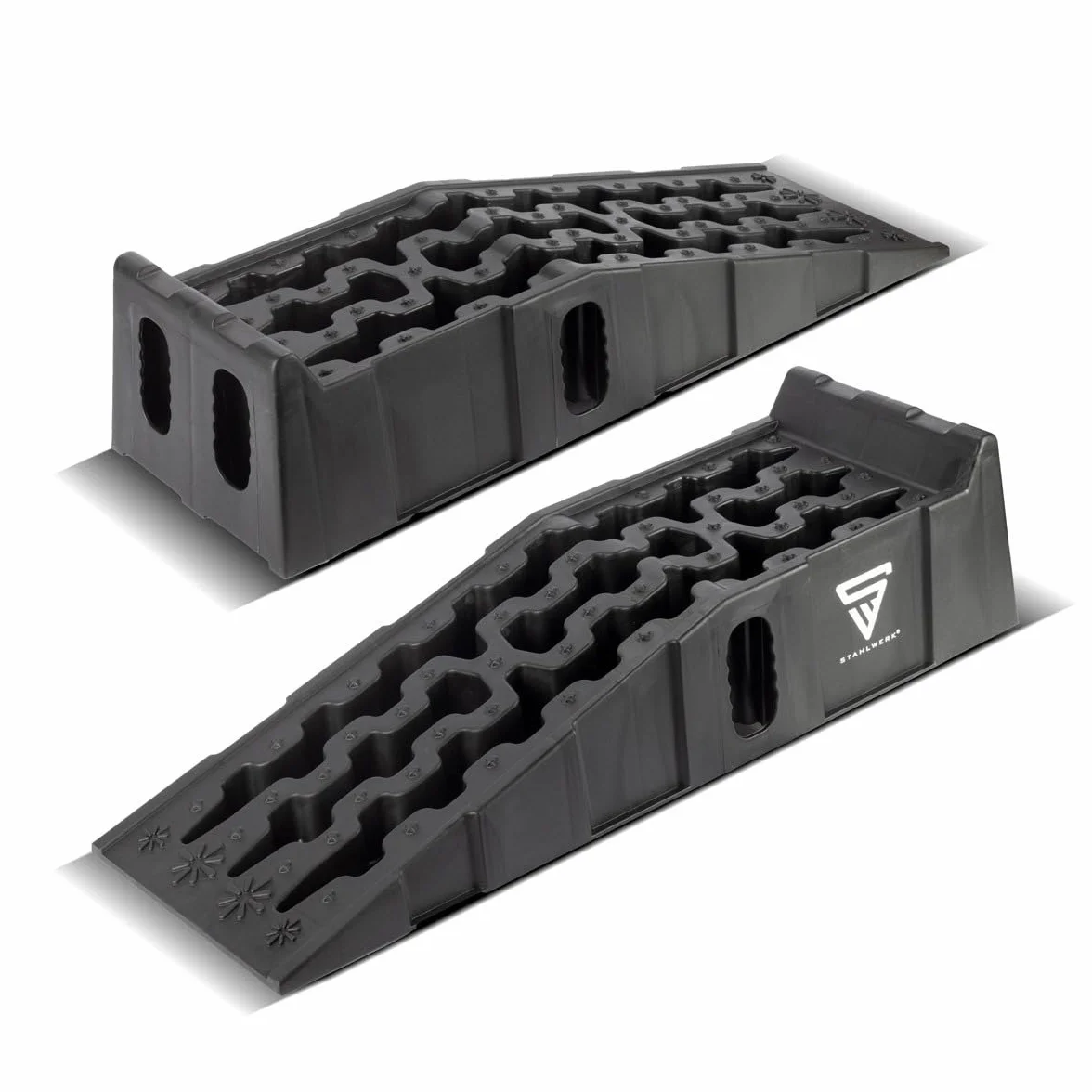 STAHLWERK Set di 2 cunei per gradini GT-15 ST con portata di 6 t, 905 x 330 x 215 mm, cuneo di carico | Rampa di carico | cuneo di bilanciamento per camper, caravan, roulotte o rimorchi