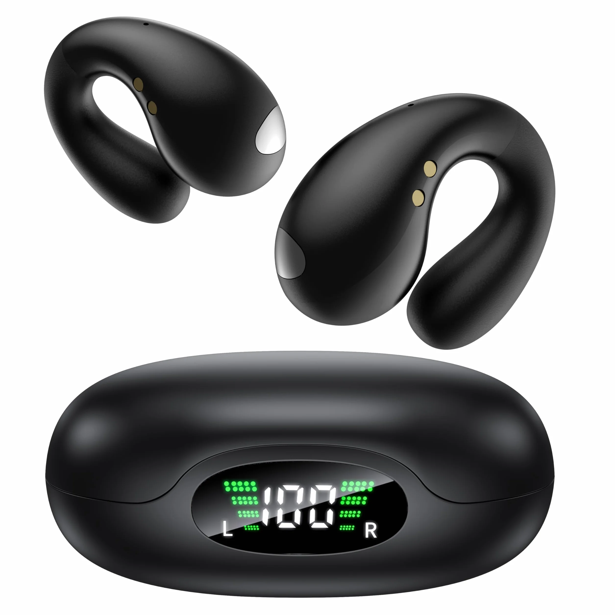 Cuffie Bluetooth 6.1 Sport Wireless Auricolari Clip Orecchio IPX7 Nero