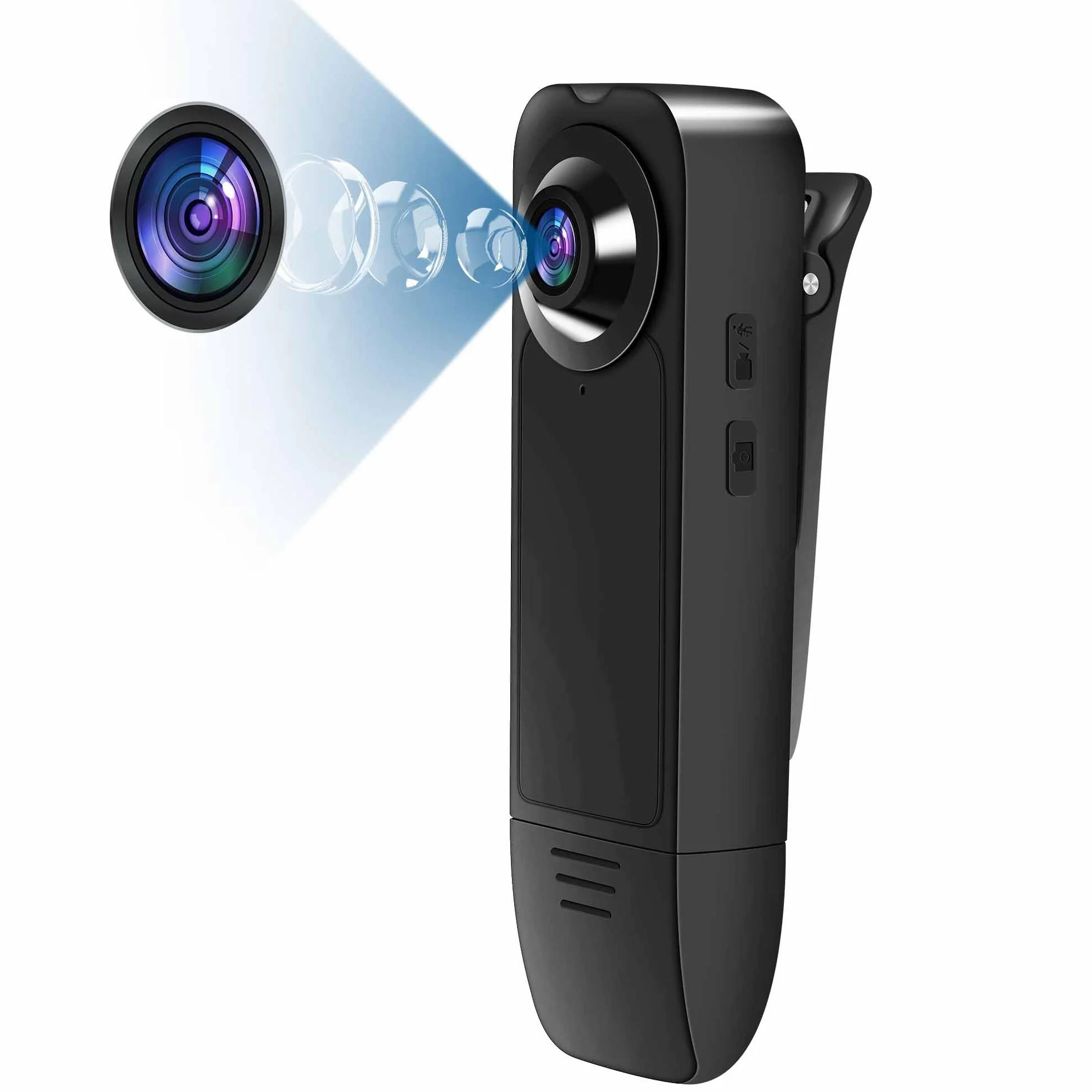Telecamera Spia, 1080P HD Body Cam con Audio e Video, Bodycam Polizia Professionale Con 32G, Rilevamento del Movimento, Mini Telecamera Dash Cam Videocamera, Fotocamera per Conferenze Viaggio