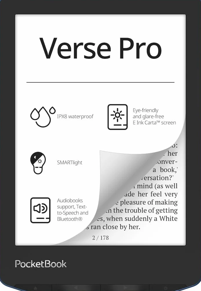 PocketBook Verse Pro E-Reader 6'' E-Ink Carta HD impermeabile 16 GB WiFi Bluetooth Azzurro