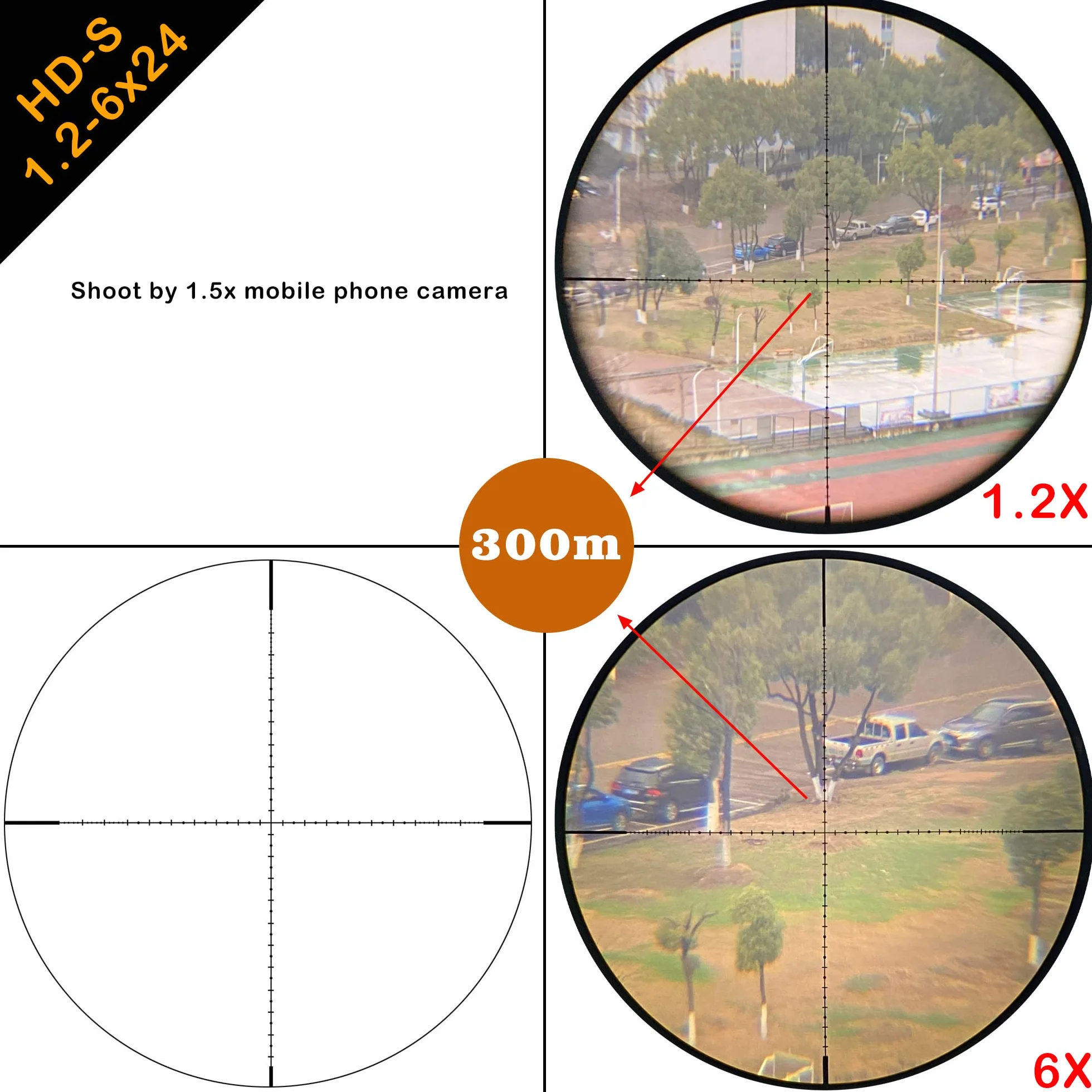 WestHunter Optics HD-S 1.2-6x24 Compact Riflescope 30mm Tube Mil-Dot Reticle Second Focal Plane Tactical Shooting Scope