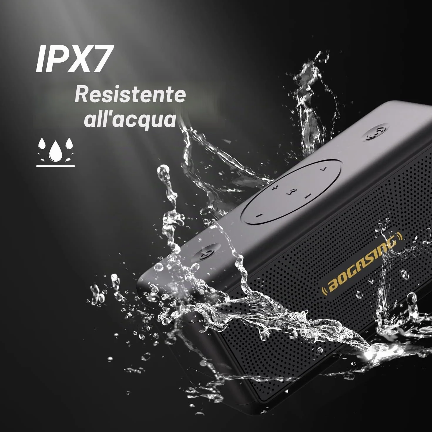 BOGASING Cassa Bluetooth Potente Portatile, M5 Casse Bluetooth 5.3, Bassi Extra 40W e Audio Stereo, 30h di autonomia, Impermeabile IPX7, EQ, USB/TF/AUX Speaker Altoparlante Bluetooth da casa (Nero)