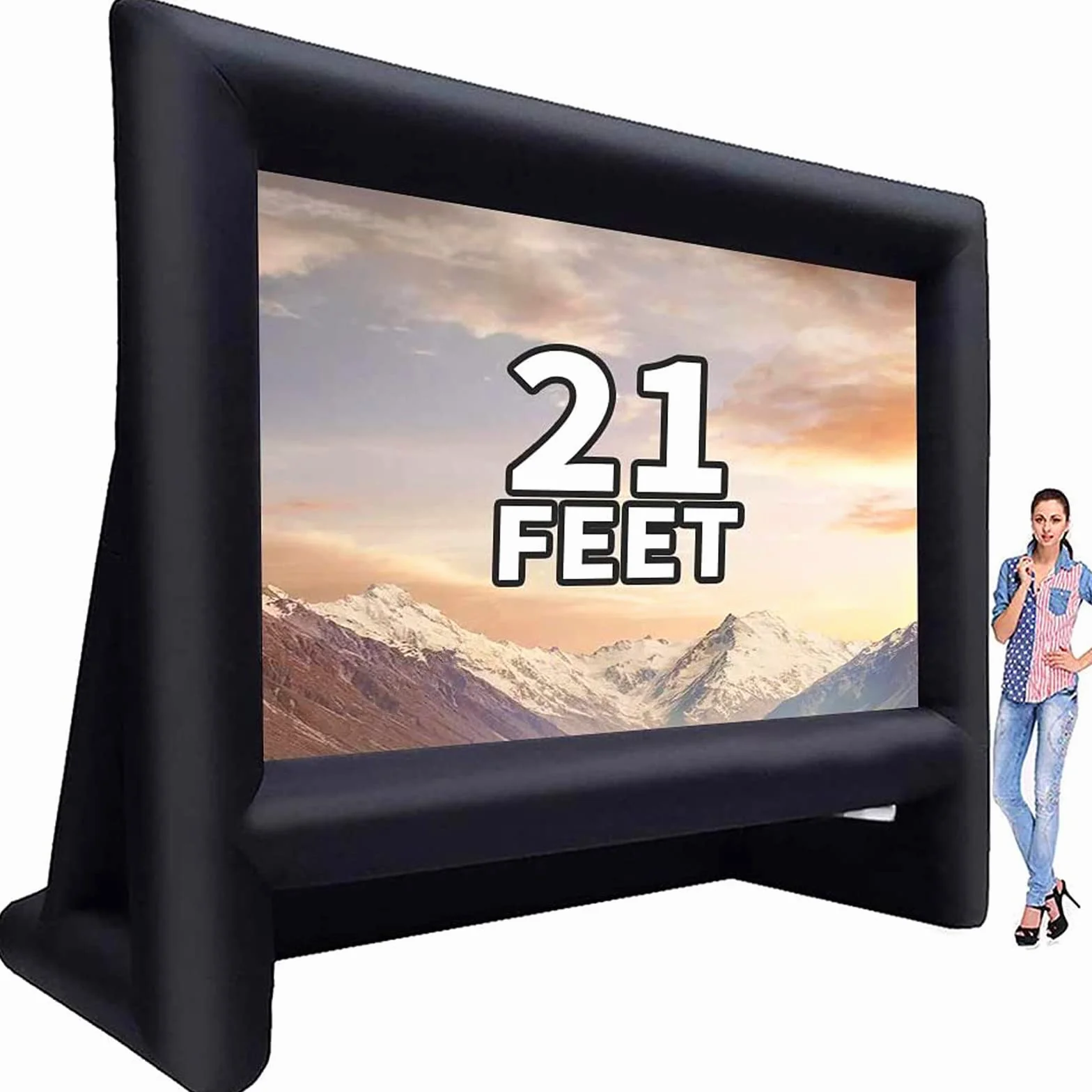 GYUEM Schermo di proiezione gonfiabile per esterni da 6,4 m, schermo gonfiabile per TV e film, con ventilatore, schermo di proiezione portatile per home theater, supporto per interni ed esterni,