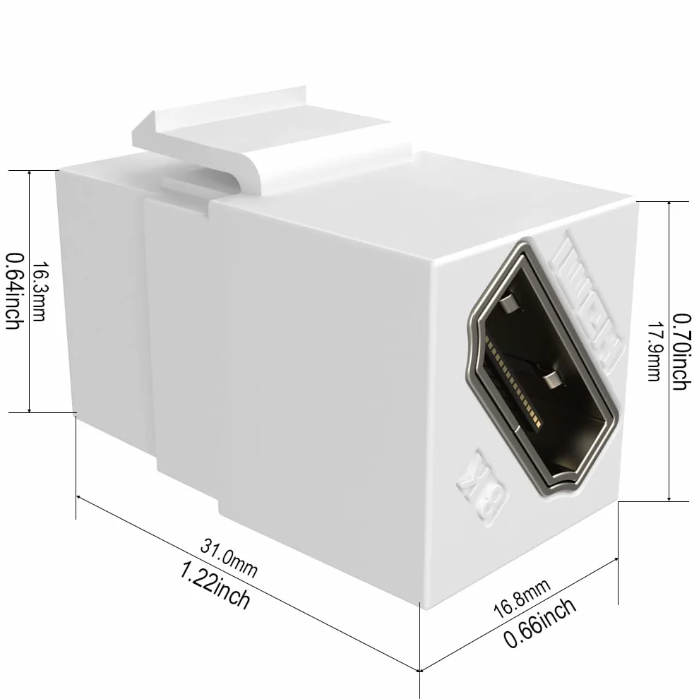 Accoppiatore Keystone HDMI 2.1a 8K 48 Gbps bianco passante confezione da 6