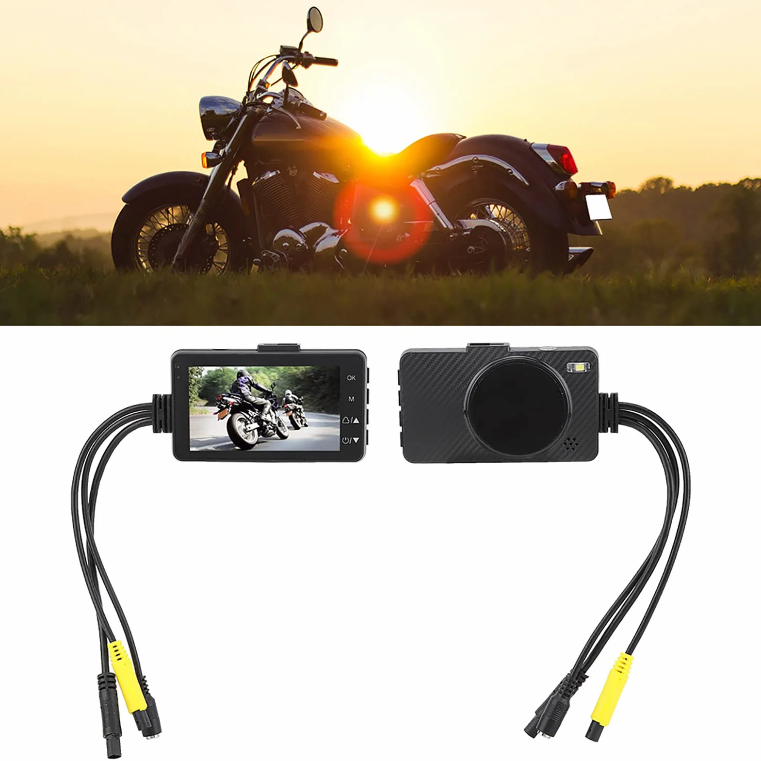 Registratore per Moto, Doppia Fotocamera, Schermo LCD 3 Pollici 720P, IP65 Impermeabile, Telecamera Posteriore, Registrazione della Vista, Utilizzatore di Strada, Viaggiatori, Ciclisti, Sicurezza Moto