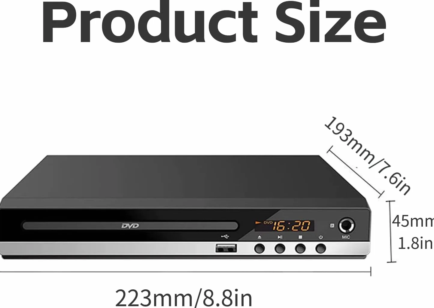 Lettore DVD per TV, Lettori per TV 1080P HD con Connettività HDMI RCA e AV, Region Free Connessione, supporto ingresso scheda USB, Dolby Digital
